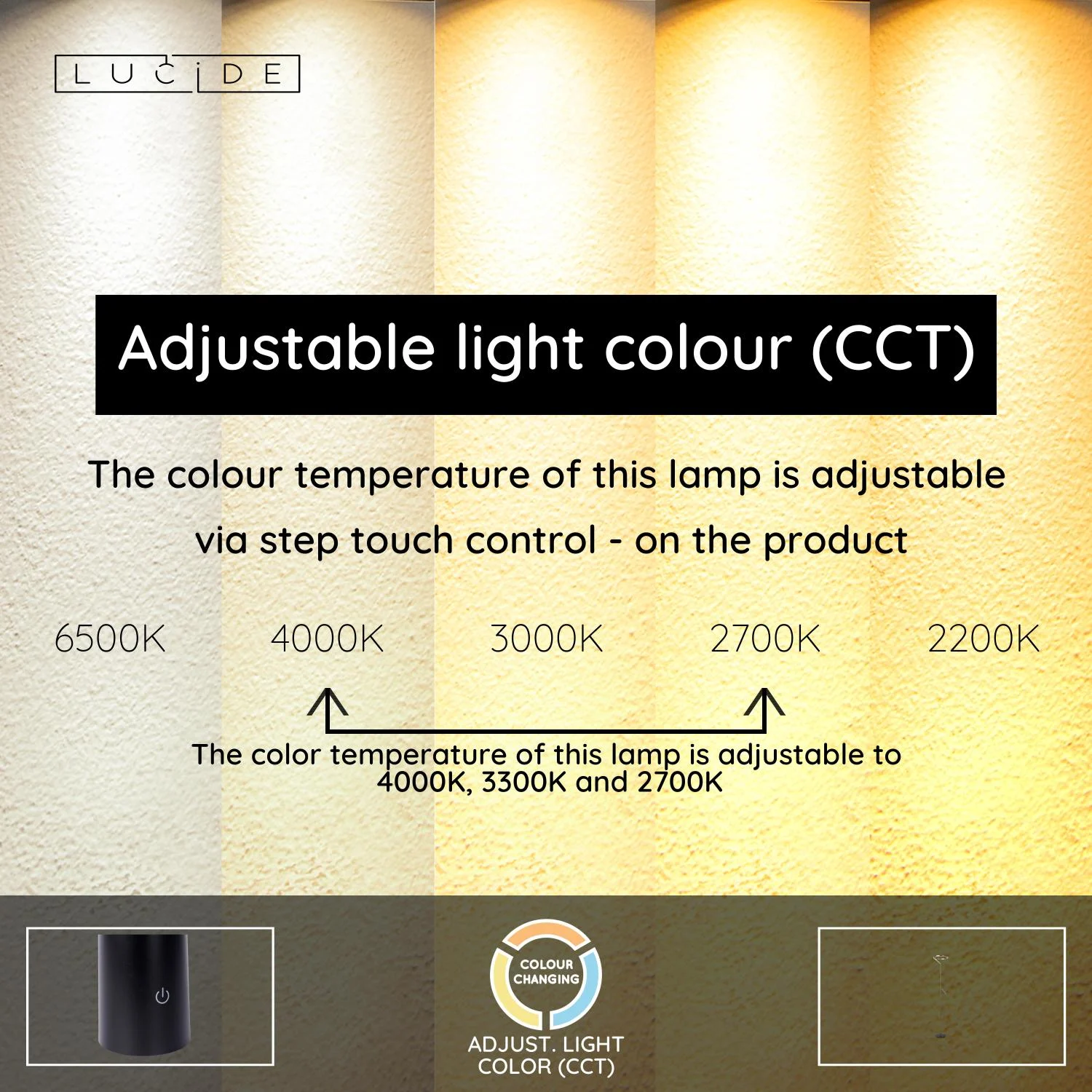 Lucide POTLESK - Stojacia lampa - u00d8 33 cm - LED tlmenu00e1. - CCT - 2700K/4000K - Sivu00e9 u017eelezo | Pru00e9miovu00e9