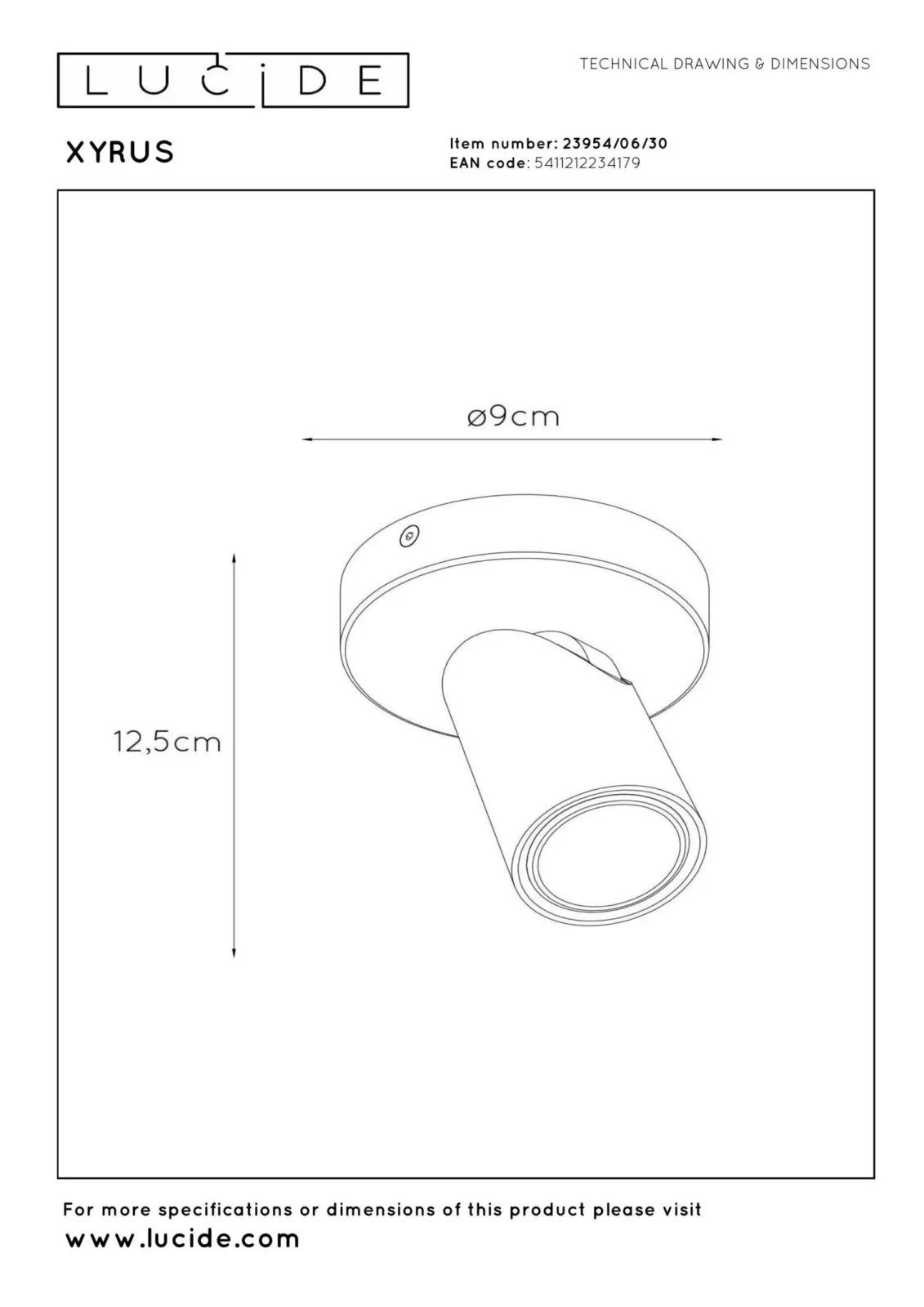 Lucide XYRUS - Stropnu00e9 reflektory - u00d8 9 cm - LED Stmievanie po teplu00e9 - GU10 - 1x5W 2200K/3000K - u010dierna