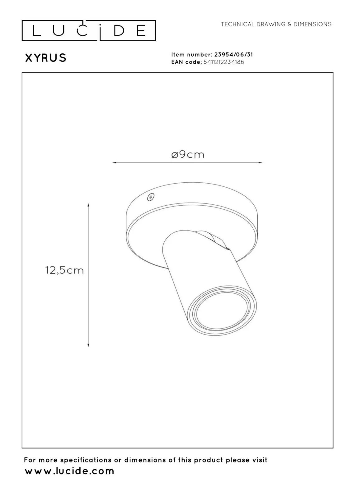 Lucide XYRUS - Stropnu00e9 reflektory - u00d8 9 cm - LED Stmievanu00e9 po teplu00e9 - GU10 - 1x5W 2200K/3000K - biela