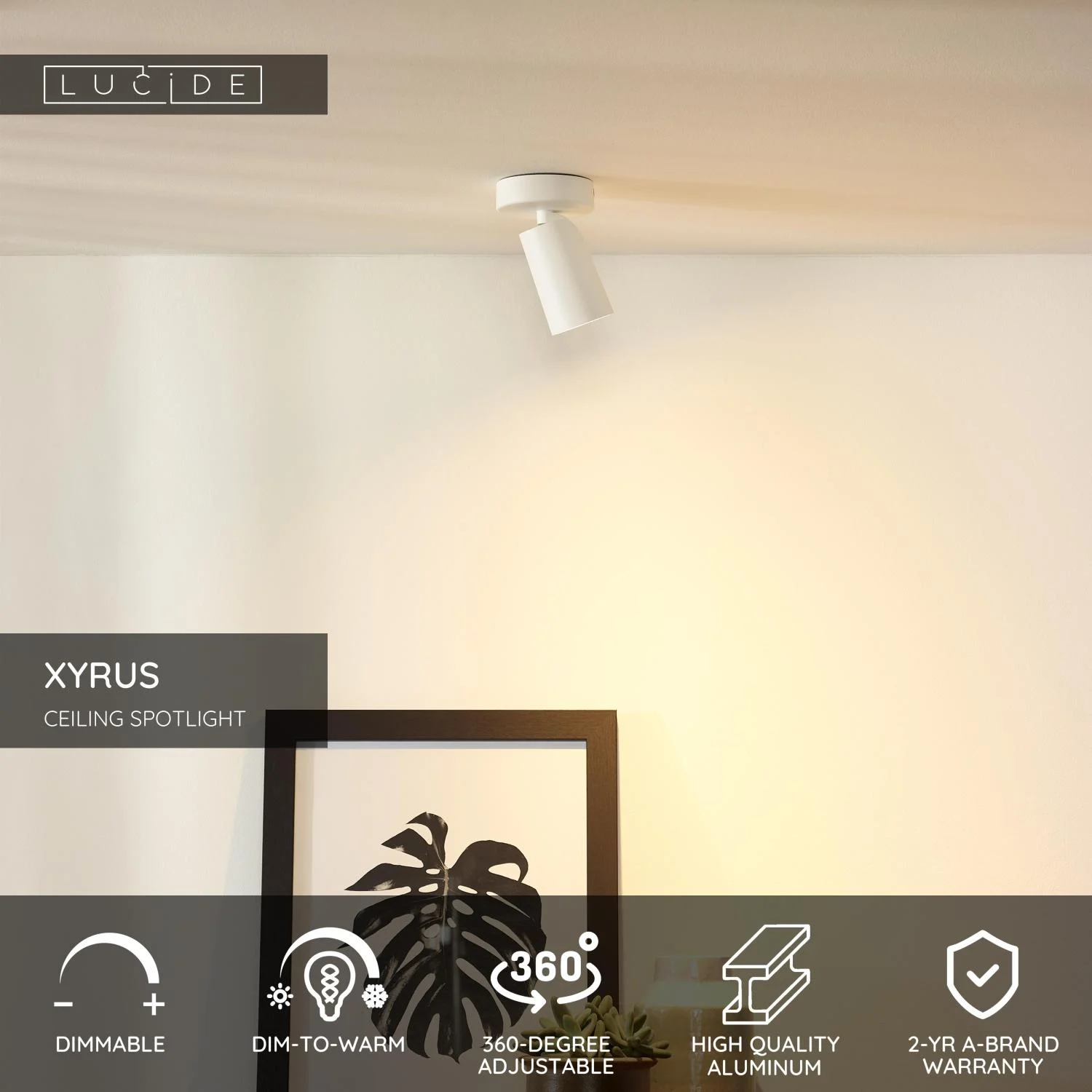 Lucide XYRUS - Stropnu00e9 reflektory - u00d8 9 cm - LED Stmievanu00e9 po teplu00e9 - GU10 - 1x5W 2200K/3000K - biela