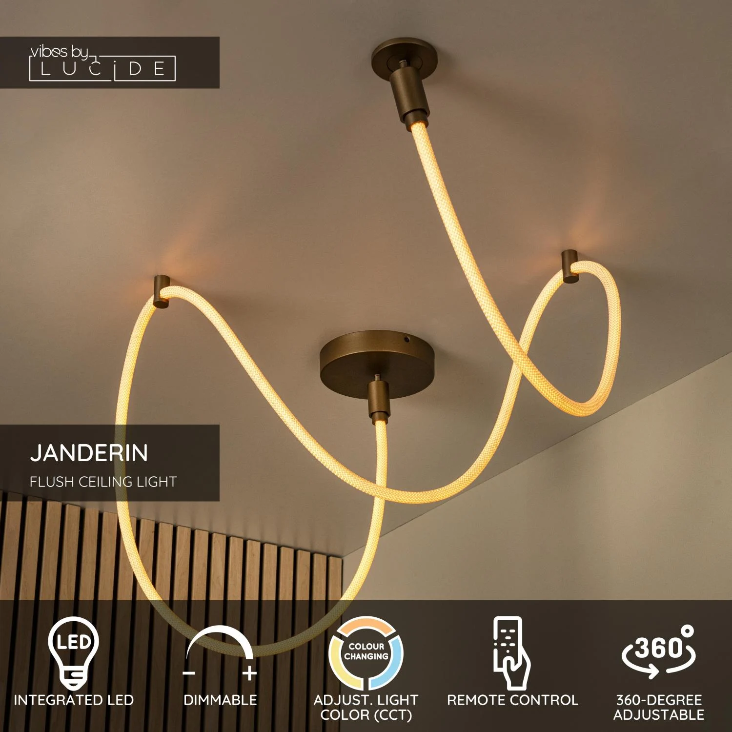 Lucide JANDERIN - Zapustenu00e9 stropnu00e9 svetlo - LED tlmenu00e9. - CCT - 1x36W 2200K/3300K - u0160ampansku00e1 farba | Nu00e1lada