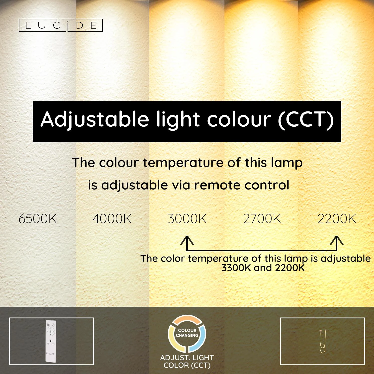 Lucide JANDERIN - Zapustenu00e9 stropnu00e9 svetlo - LED tlmenu00e9. - CCT - 1x36W 2200K/3300K - u0160ampansku00e1 farba | Nu00e1lada