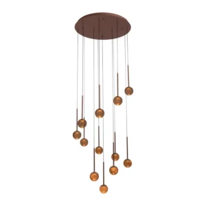 Lucide CALINA - Zu00e1vesnu00e9 svetlo - u00d8 69,9 cm - LED tlmenu00e9. - CCT - 12x7W 2200K/3300K - s vymeniteu013enu00fdm LED modulom - Coffee | Pru00e9miovu00e9