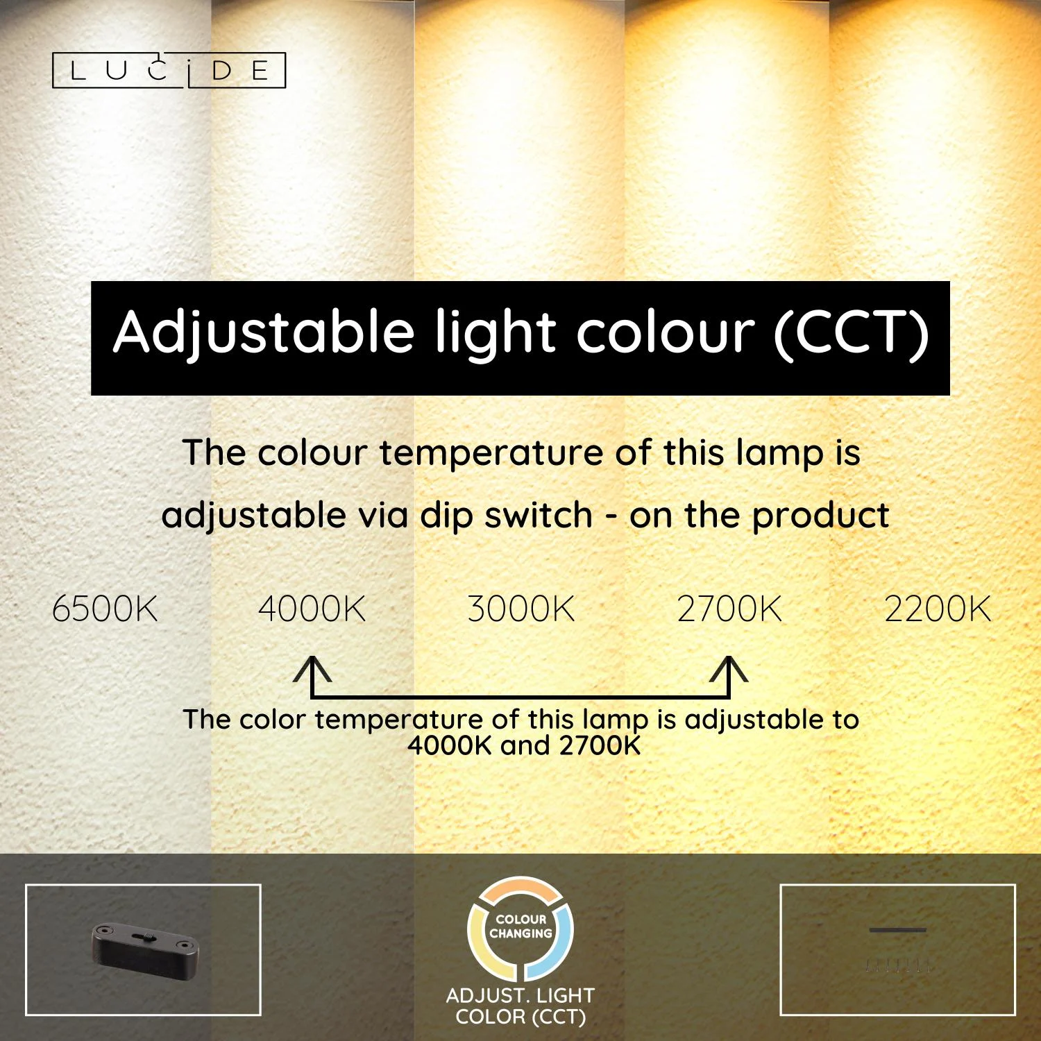 Lucide JOAKIM - zu00e1vesnu00e9 svetlo - LED tlmenu00e9. - CCT - 7x6,2W 2700K/4000K - s vymeniteu013enu00fdm LED modulom - Coffee | Pru00e9miovu00e9