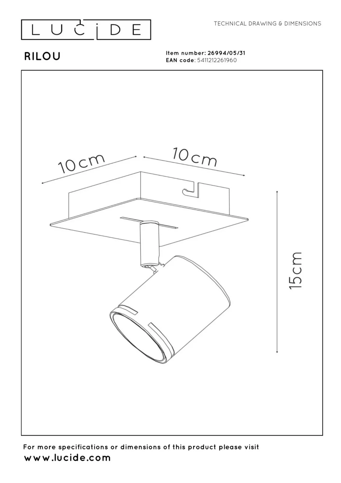 Lucide RILOU - Stropnu00e9 reflektory - LED tlmenu00e9. - GU10 - 1x5W 3000K - biela
