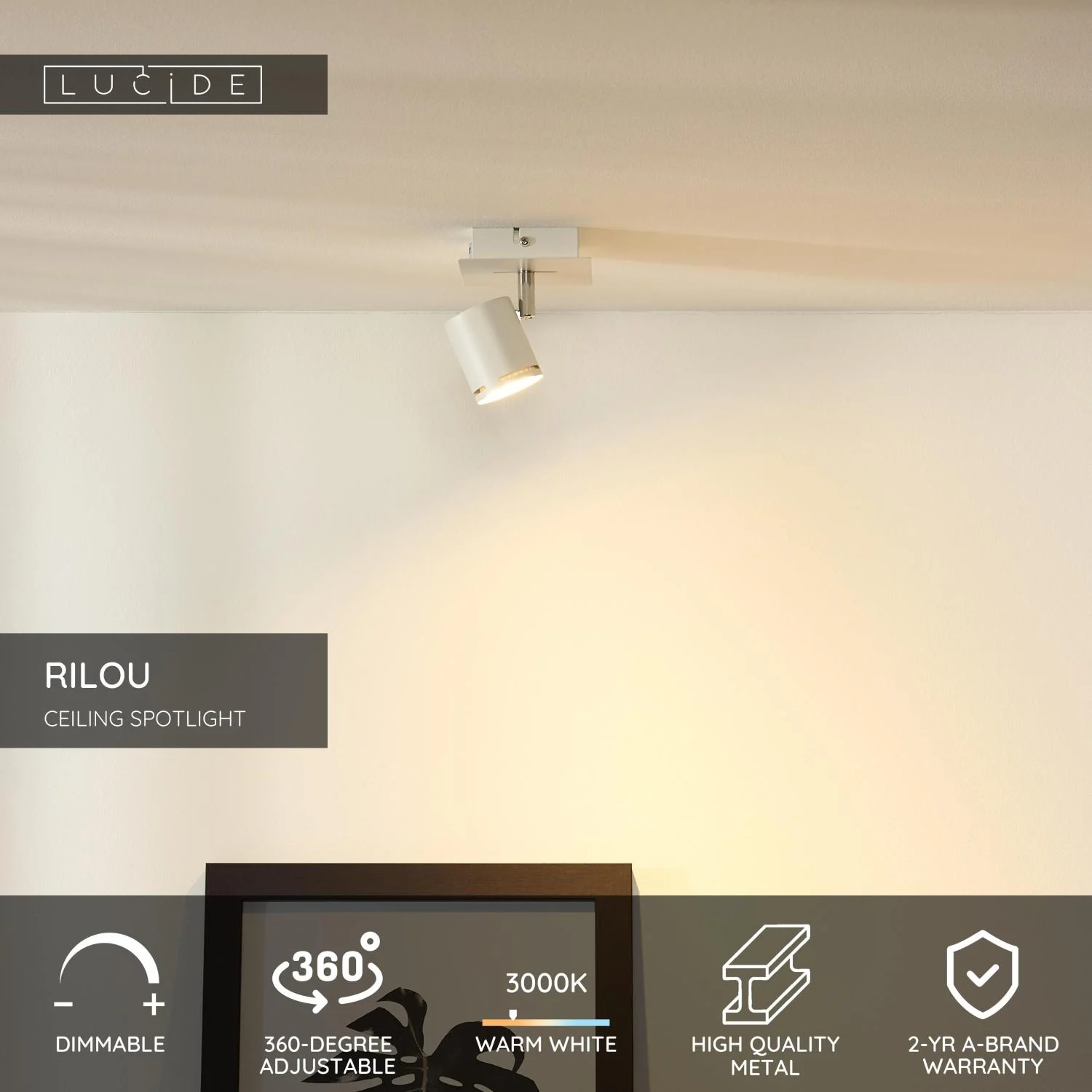 Lucide RILOU - Stropnu00e9 reflektory - LED tlmenu00e9. - GU10 - 1x5W 3000K - biela