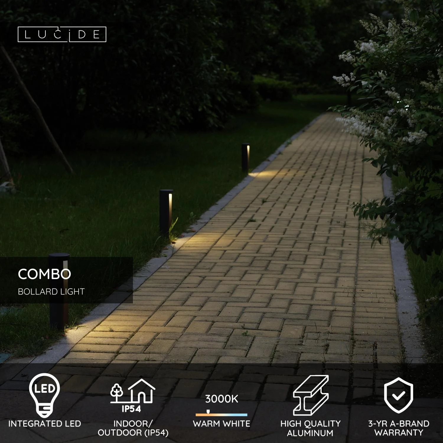 Lucide COMBO - Lampa na stu013apiku - u00d8 9 cm - LED - 1x9W 3000K - IP54 - u010dierna