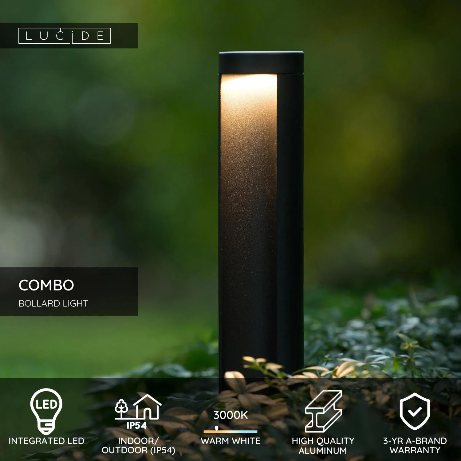 Lucide COMBO - Lampa na stu013apiku - u00d8 9 cm - LED - 1x9W 3000K - IP54 - u010dierna