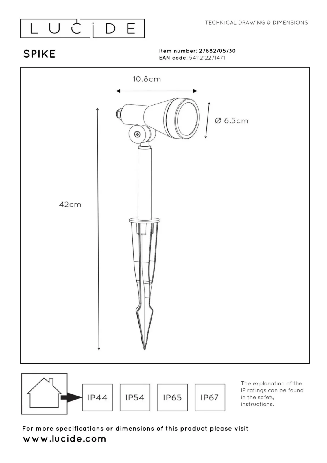 Lucide SPIKE - Zu00e1hradnu00e9 reflektory - u00d8 6,5 cm - LED tlmenu00e9. - GU10 - 1x5W 3000K - IP54 - u010dierna