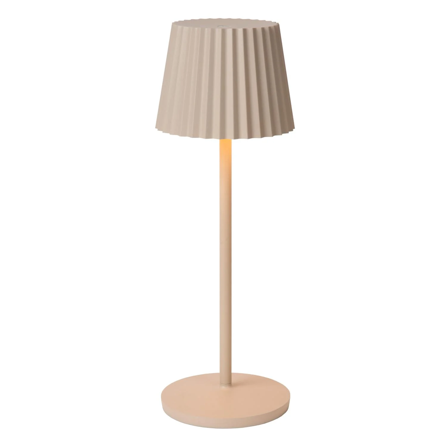 Lucide JUSTINE - Nabu00edjateu013enu00e1 stolnu00e1 lampa do interiu00e9ru/exteriu00e9ru - batu00e9riovu00fd balu00edk - LED tlmenu00fd. - 1x2W 2700K - IP54 - s bezdru00f4tovou nabu00edjacou podlou017ekou - kru00e9movu00e1