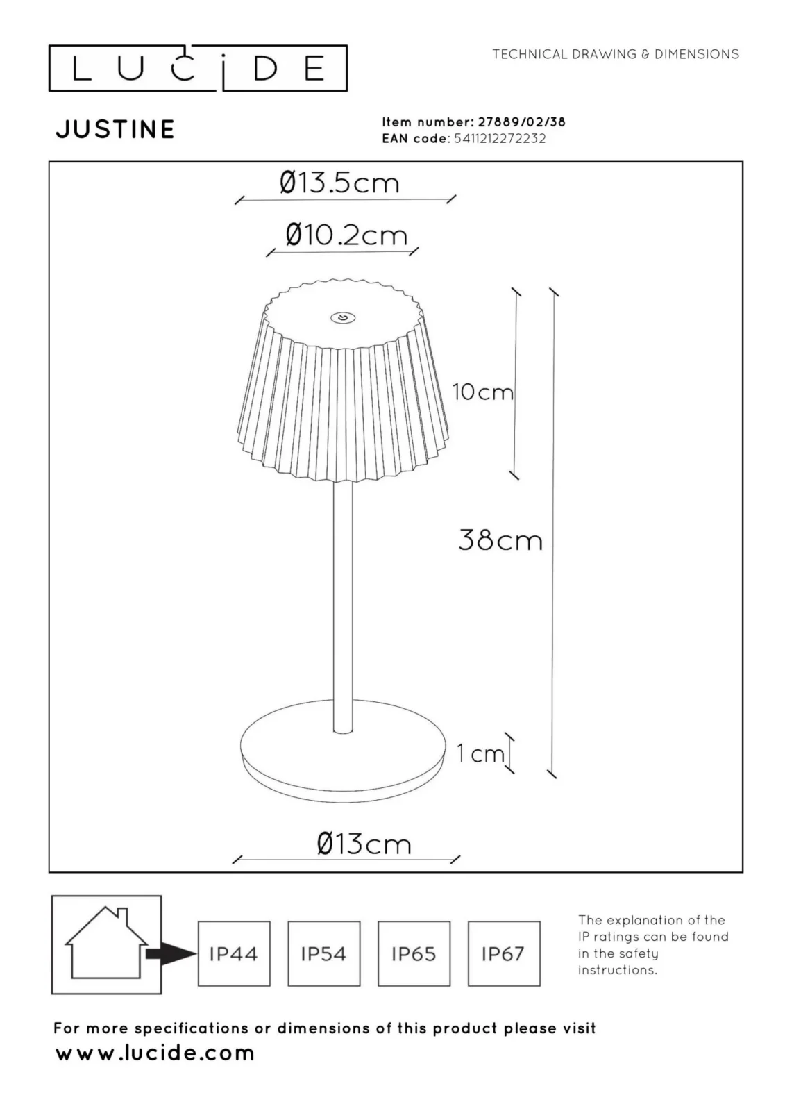 Lucide JUSTINE - Nabu00edjateu013enu00e1 stolnu00e1 lampa do interiu00e9ru/exteriu00e9ru - batu00e9riovu00fd balu00edk - LED tlmenu00fd. - 1x2W 2700K - IP54 - s bezdru00f4tovou nabu00edjacou podlou017ekou - kru00e9movu00e1
