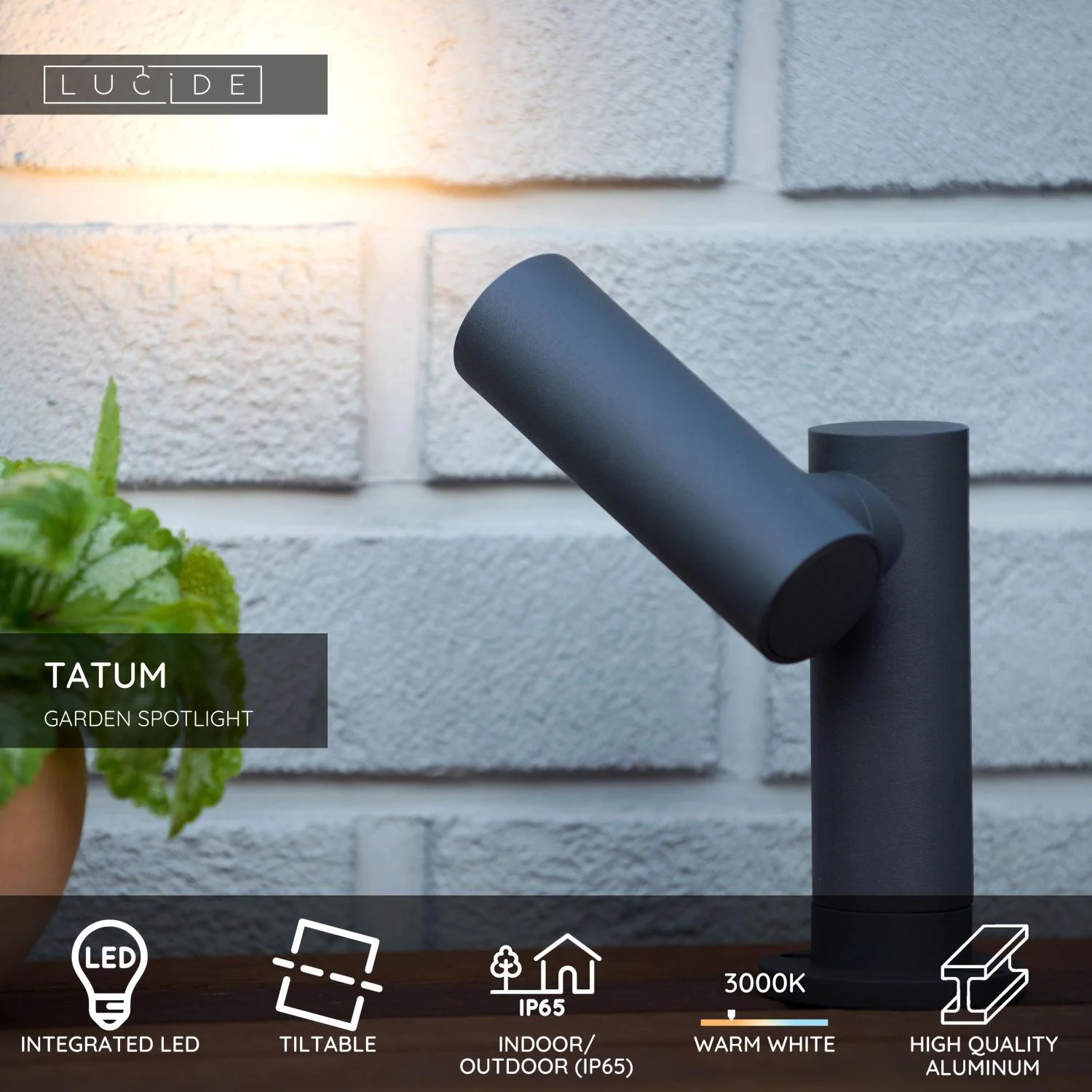 Lucide TATUM - Zu00e1hradnu00e9 reflektory - LED - 1x5W 3000K - IP65 - Antracit