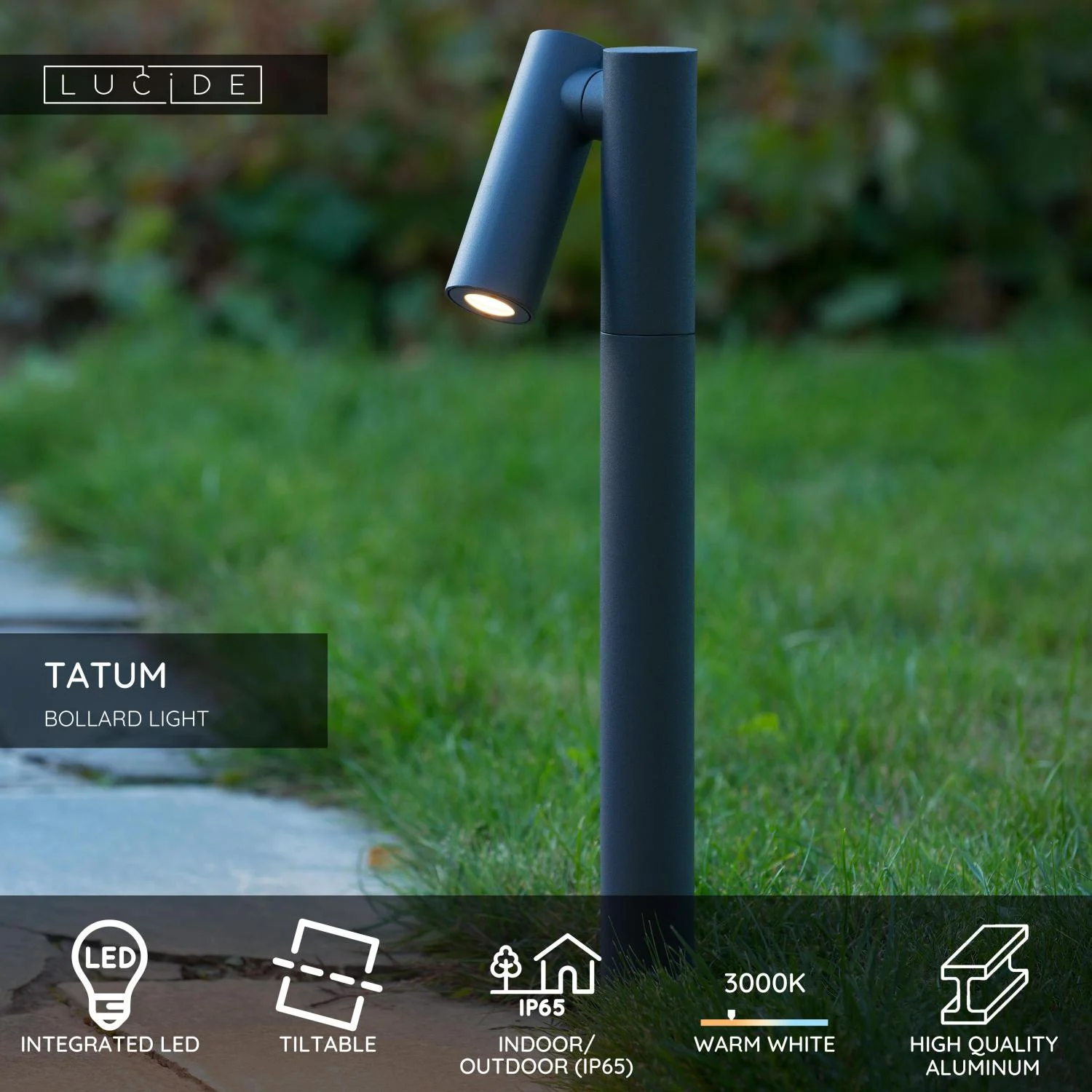 Lucide TATUM - Lampovu00e9 svetlo - LED - 1x5W 3000K - IP65 - Antracit