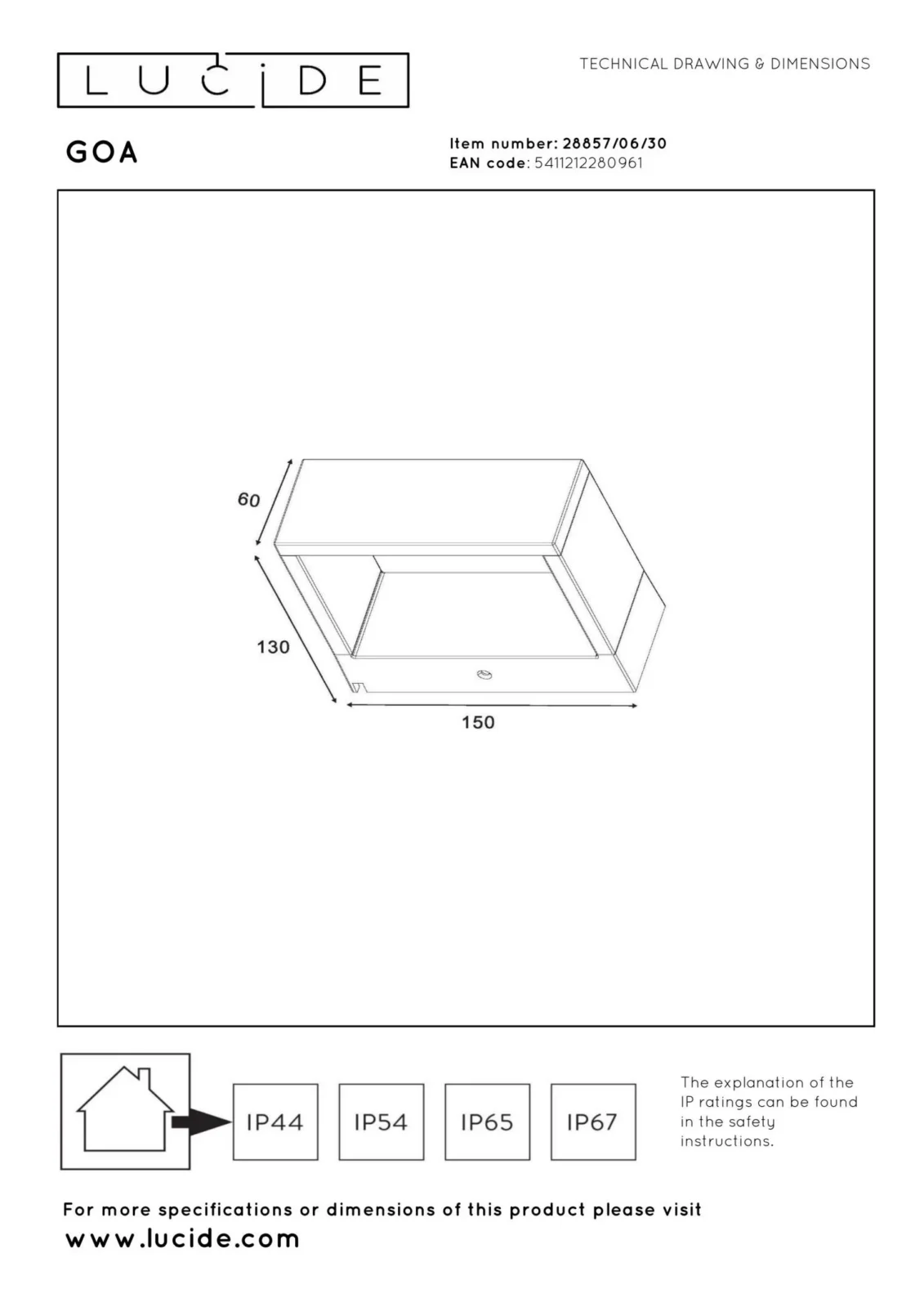 Lucide GOA - Nu00e1stennu00e9 svetlo vnu00fatornu00e9/vonkaju0161ie - LED - 1x10W 3000K - IP54 - Antracit