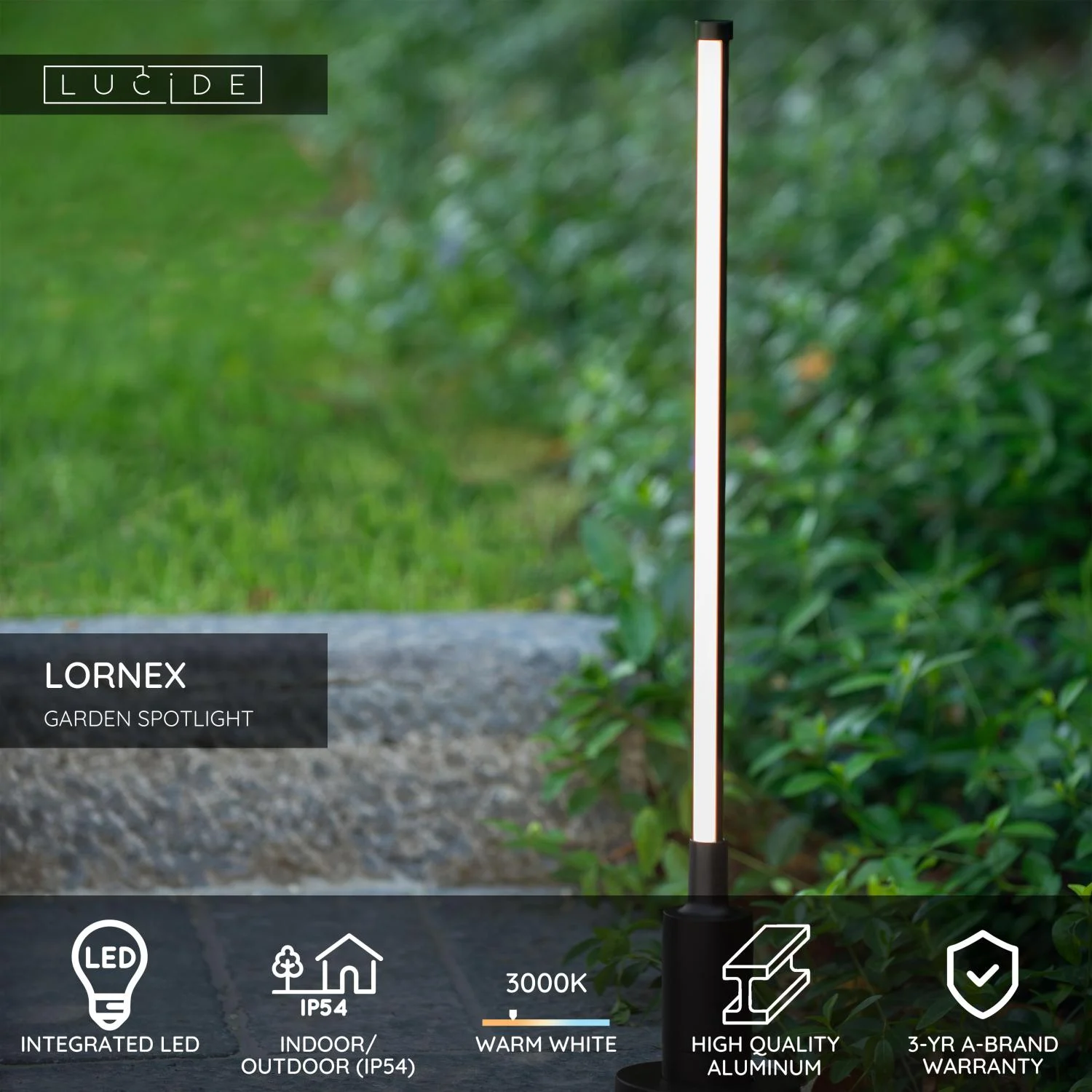 Lucide LORNEX - Zu00e1hradnu00e9 reflektory - LED - 1x6W 3000K - IP54 - u010dierna