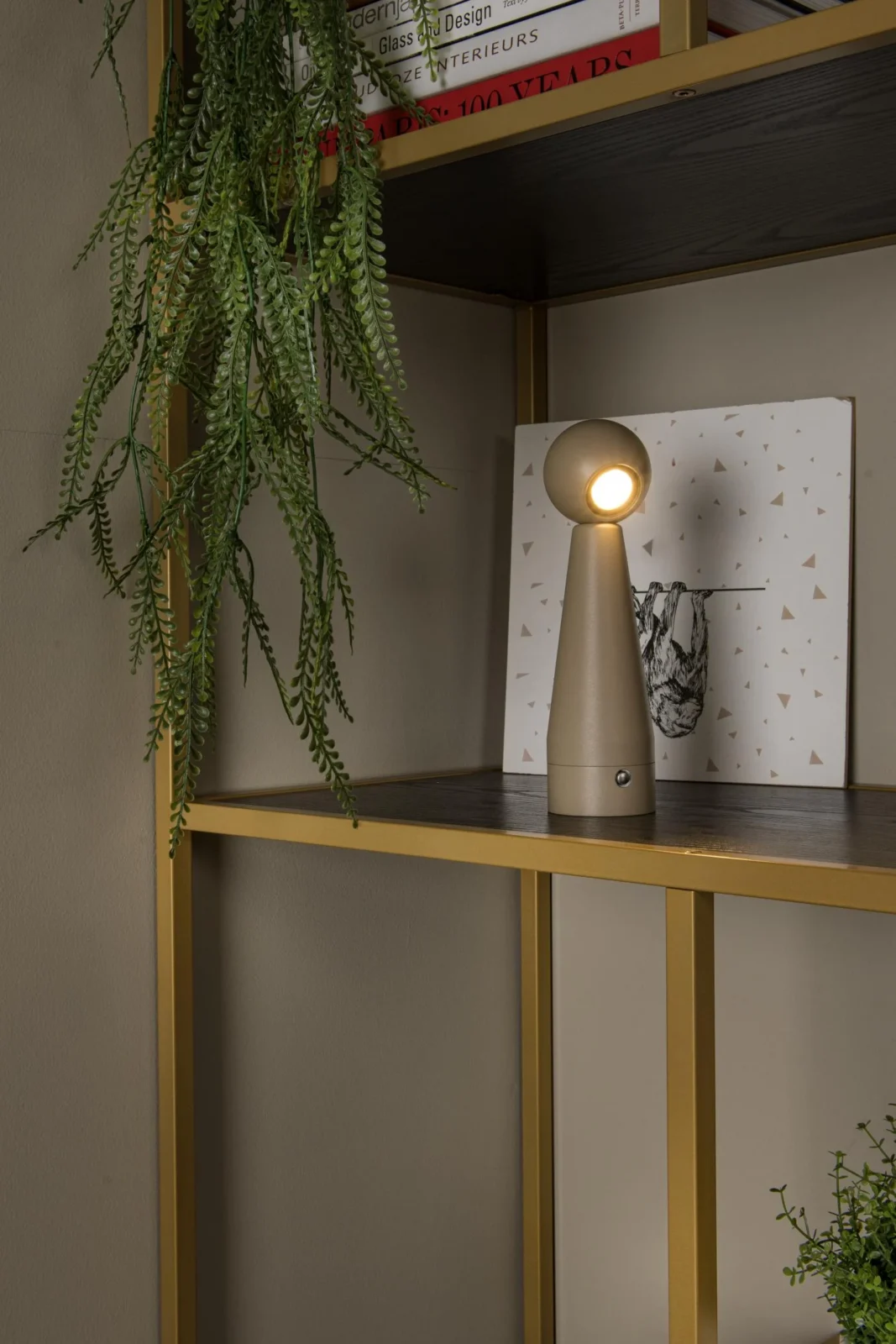 Lucide IPSOS - Nabu00edjateu013enu00e1 stolnu00e1 lampa - Batu00e9riovu00fd balu00edk - LED tlmenu00fd. - 1x3W 2700K - Taupe