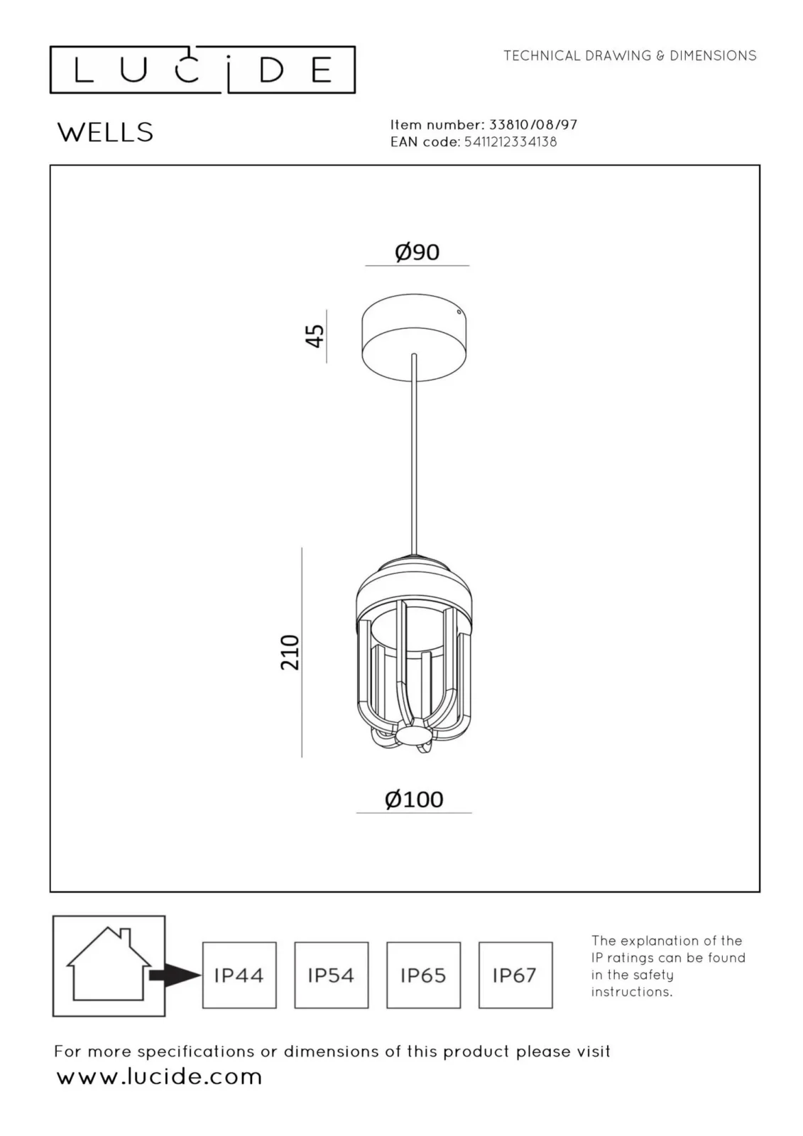 Lucide WELLS - Zu00e1vesnu00e9 svetlo vnu00fatornu00e9/vonkaju0161ie - u00d8 10 cm - LED - 1x8W 2700K - IP54 - Hrdzavu00e1 hnedu00e1 | Essential