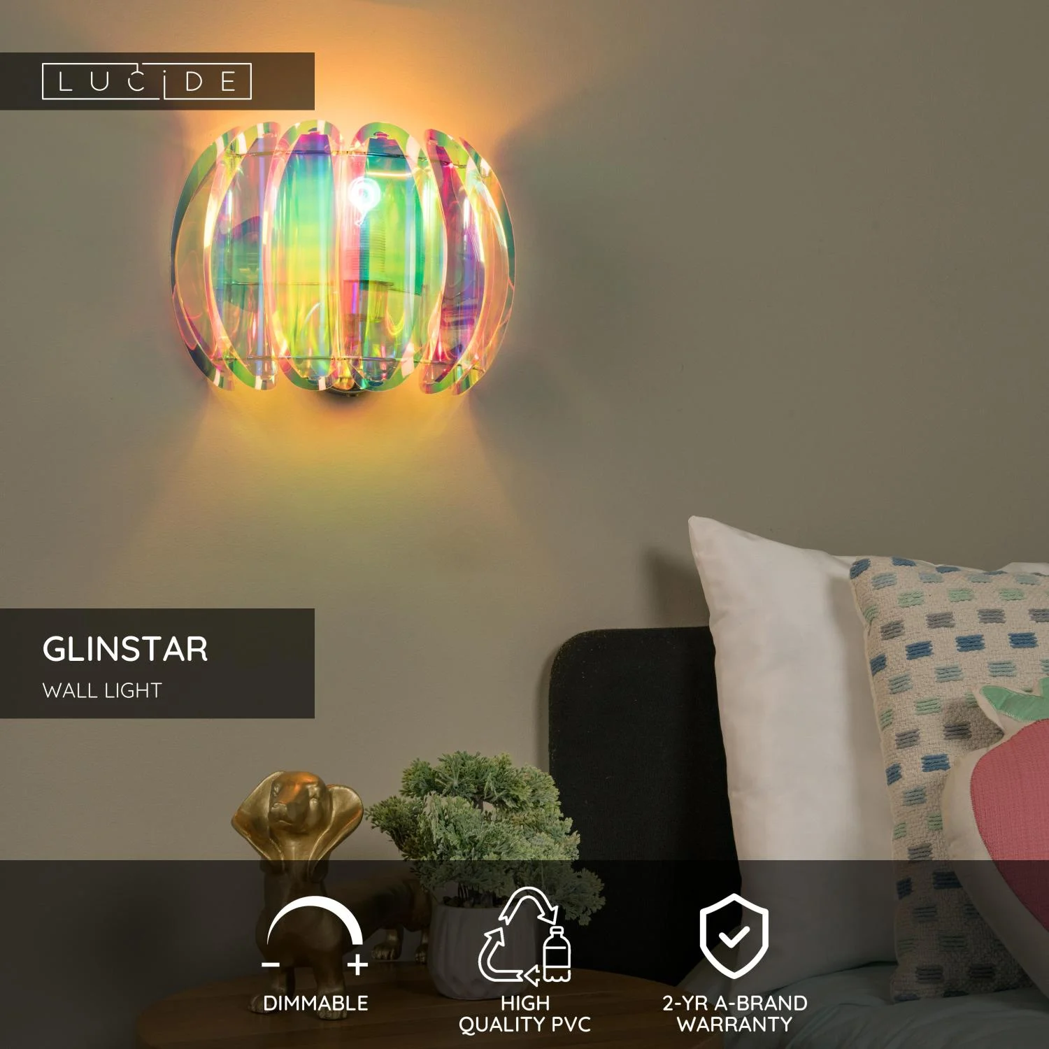 Lucide GLINSTAR - Nu00e1stennu00e9 svetlo - 1xE27 - Viacfarebnu00e9