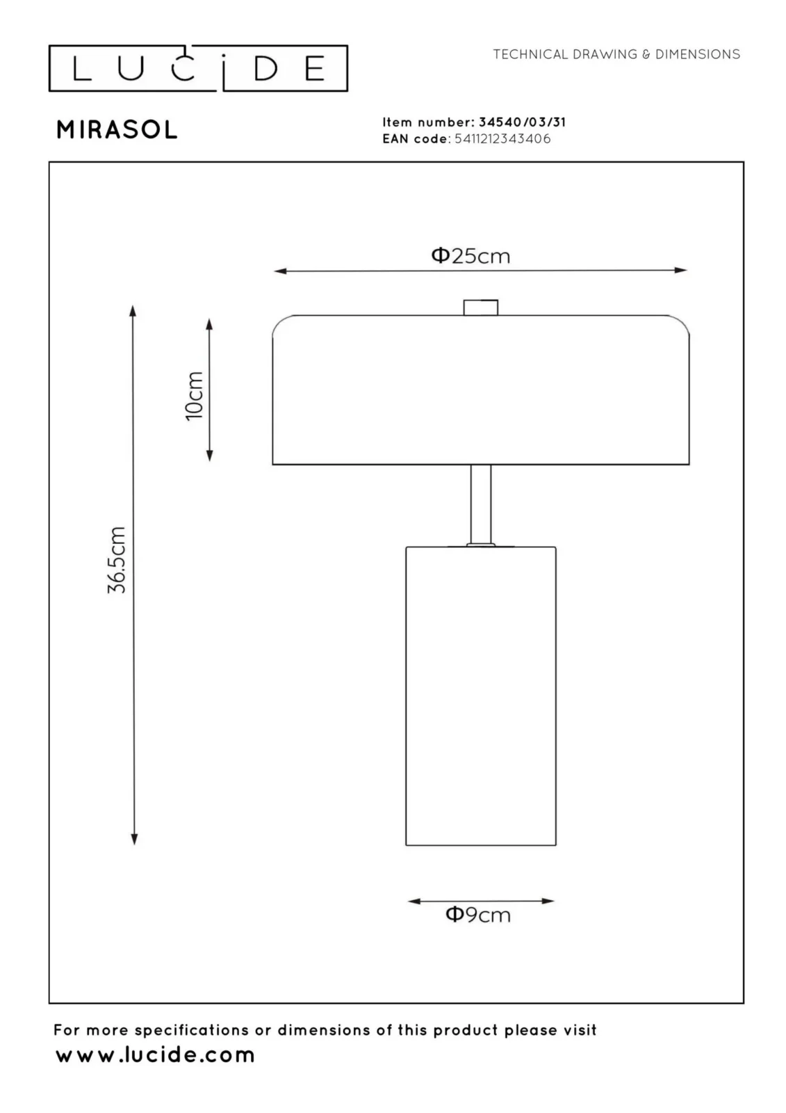 Lucide MIRASOL - Stolnu00e1 lampa - u00d8 25 cm - 3xG9 - biela