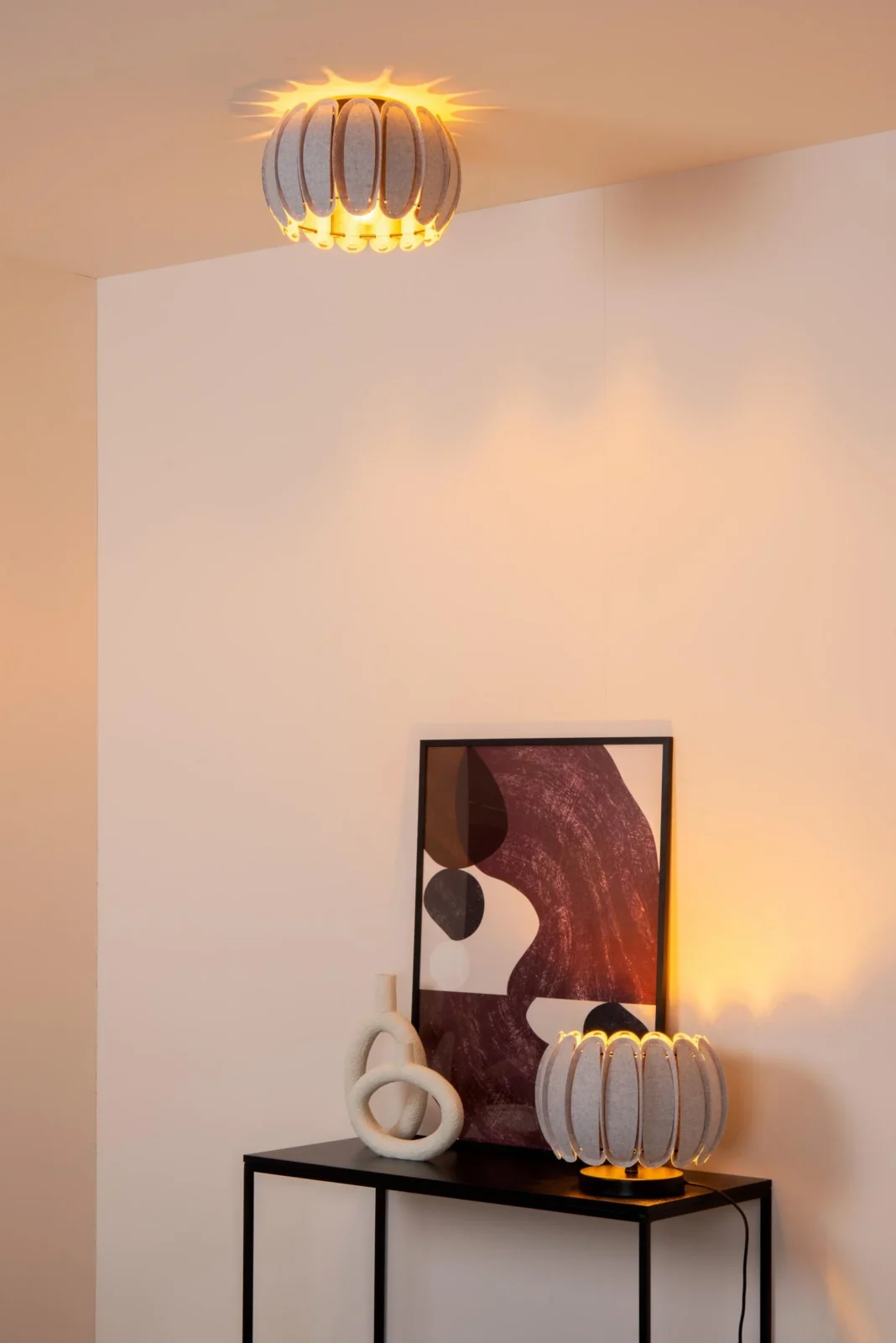 Lucide SPENCER - Stolnu00e1 lampa - u00d8 30 cm - 1xE27 - Sivu00e1