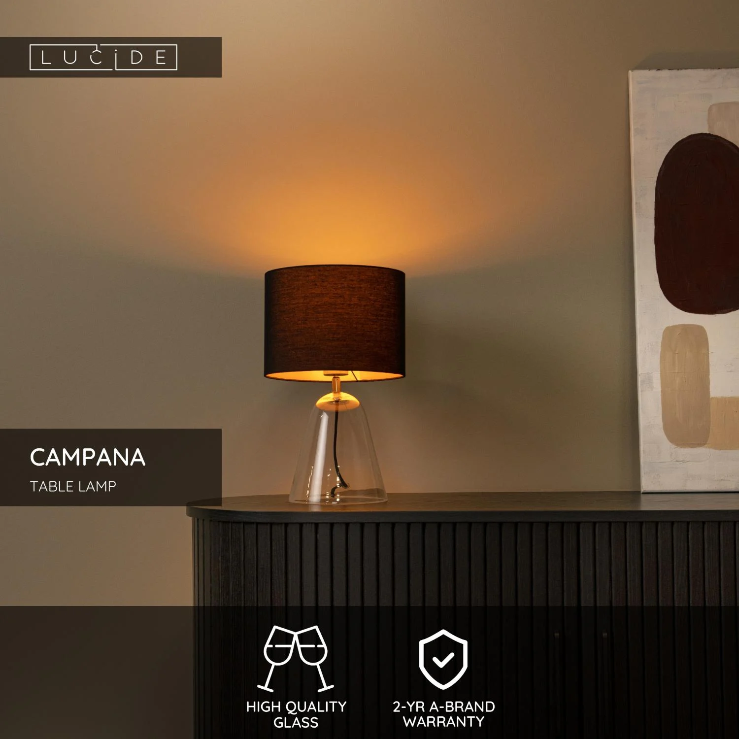 Lucide CAMPANA - Stolnu00e1 lampa - 1xE27 - Priehu013eadnu00e1
