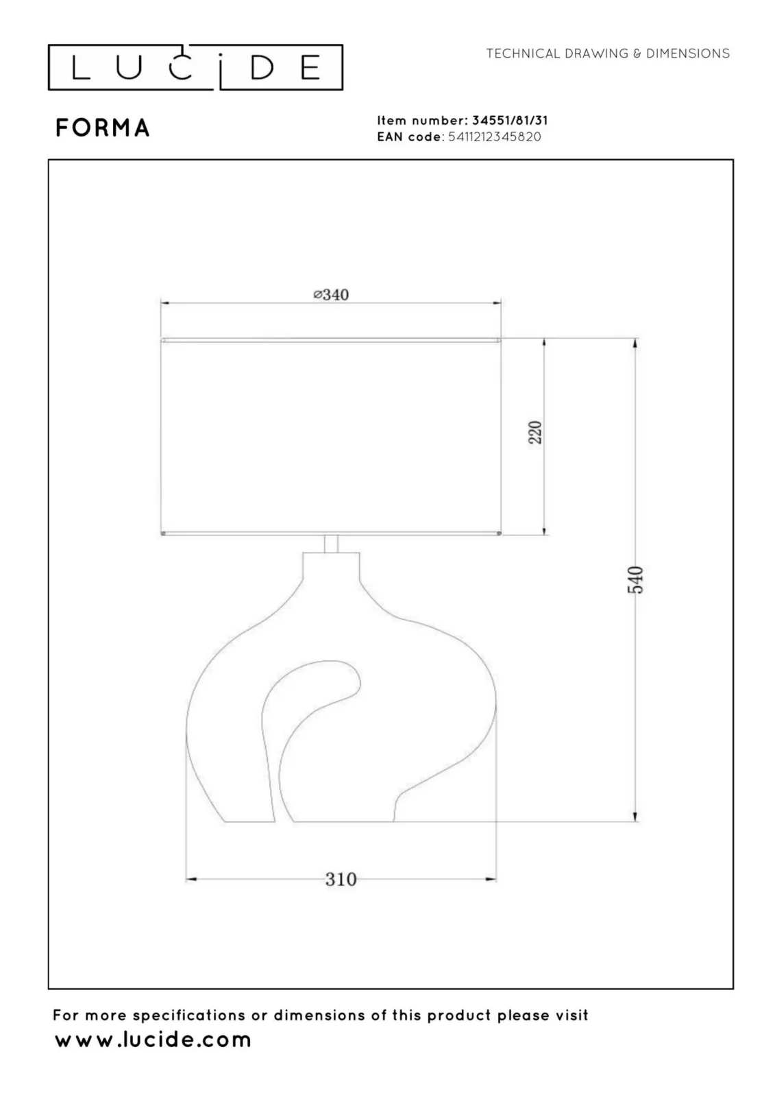 Lucide FORMA - Stolnu00e1 lampa - 1xE27 - biela
