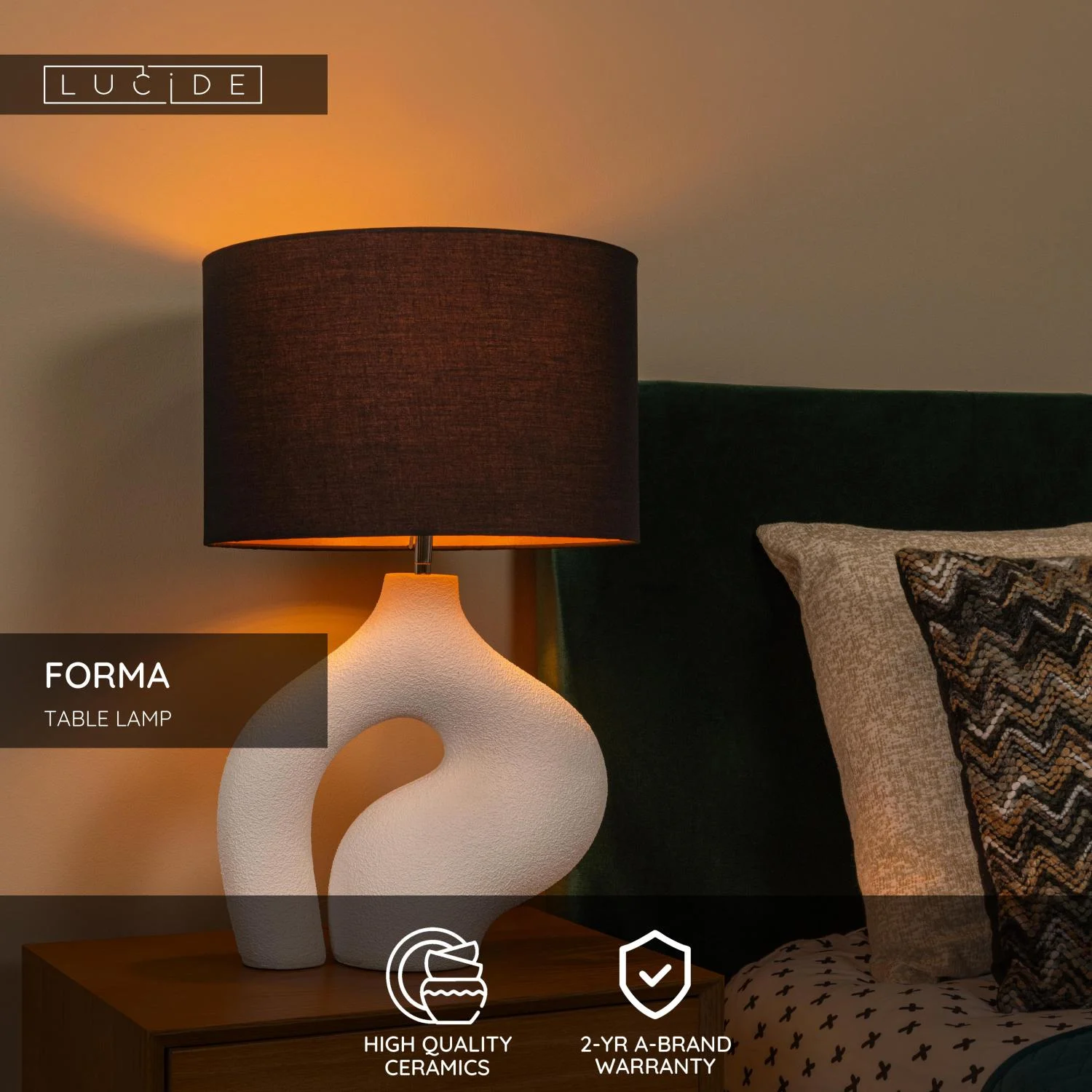 Lucide FORMA - Stolnu00e1 lampa - 1xE27 - biela