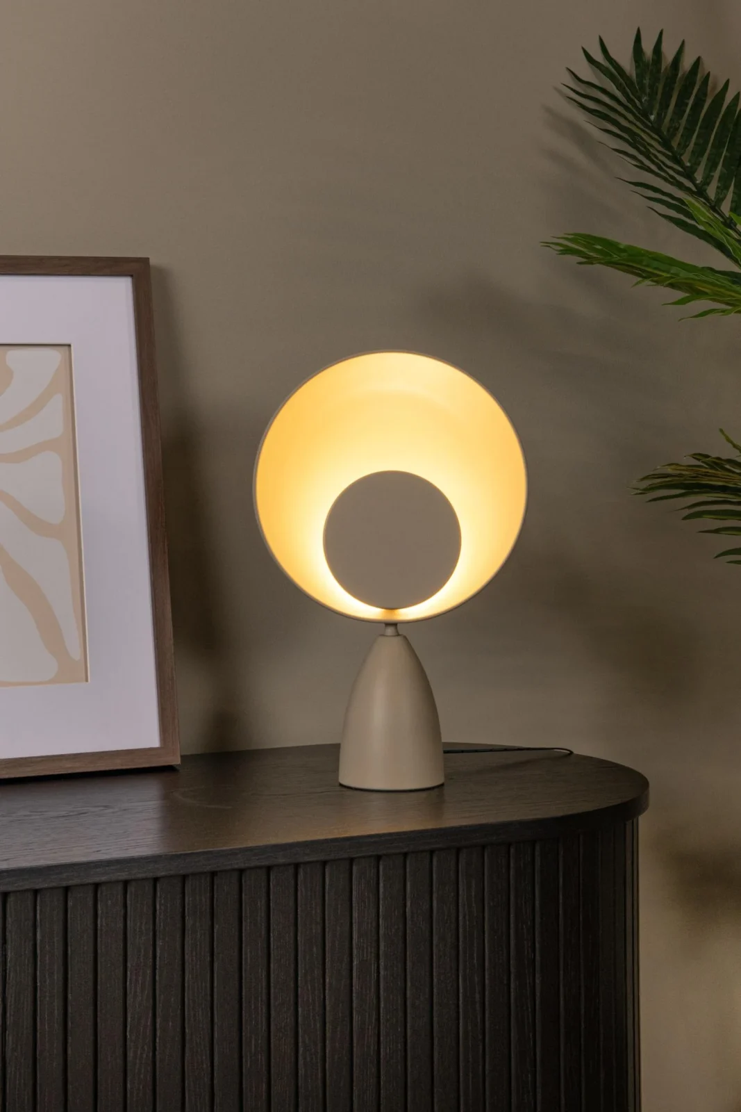 Lucide CASTAMAR - Stolnu00e1 lampa - u00d8 25,5 cm - LED - 1x8W 2100K - Taupe