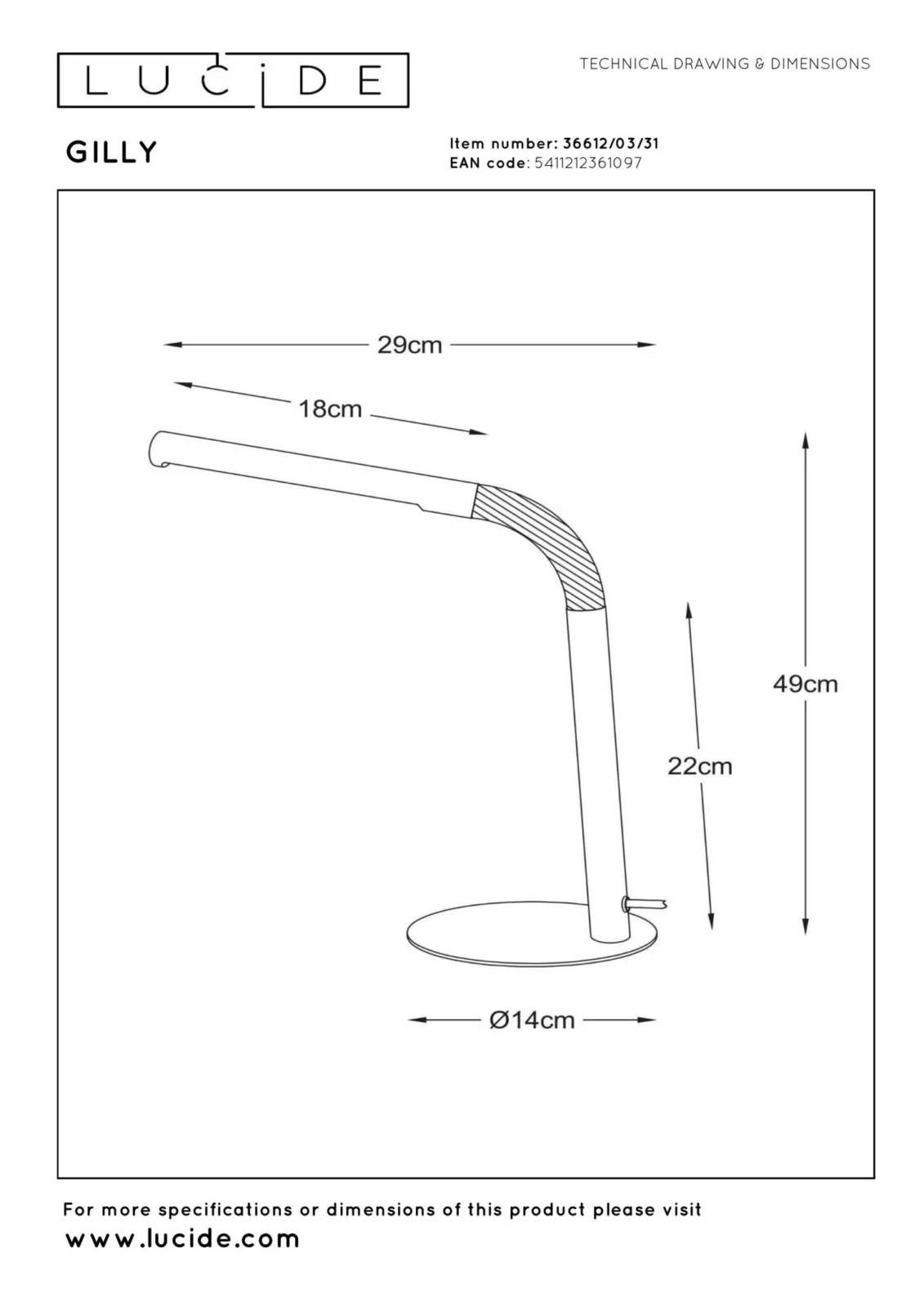 Lucide GILLY - Stolnu00e1 lampa - LED - 1x5W 2700K - biela