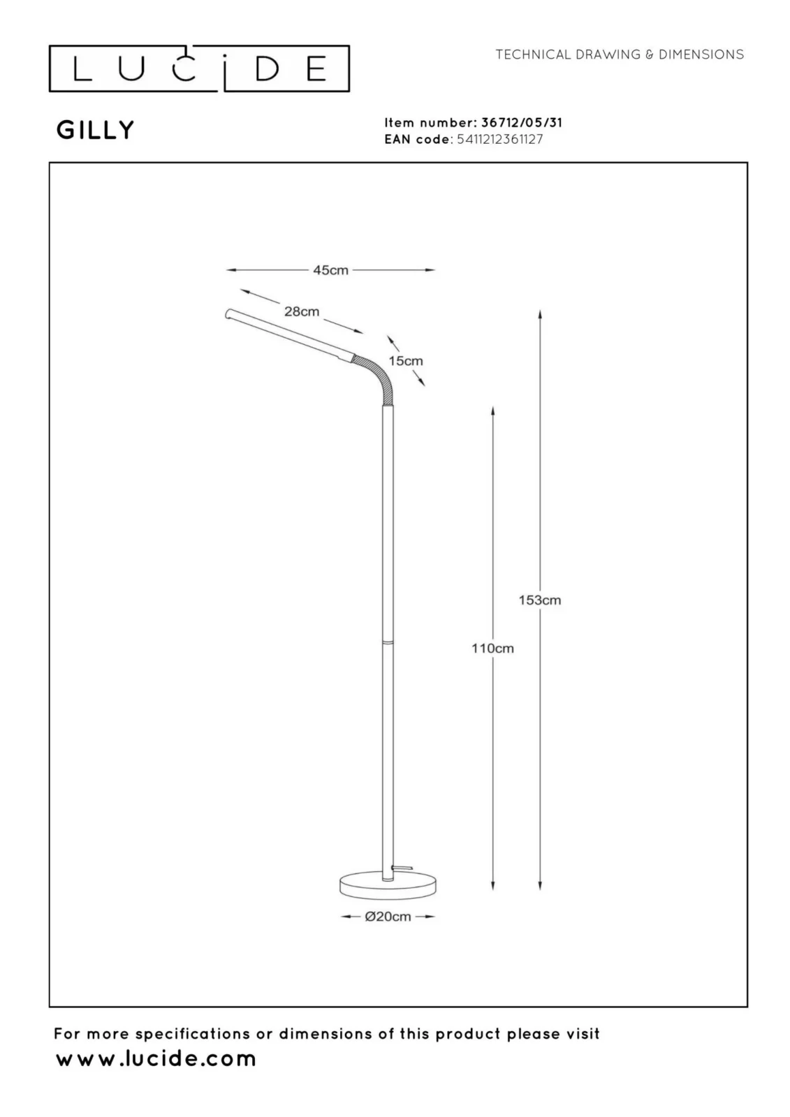 Lucide GILLY - Podlahovu00e1 lampa na u010du00edtanie - LED - 1x6W 2700K - biela