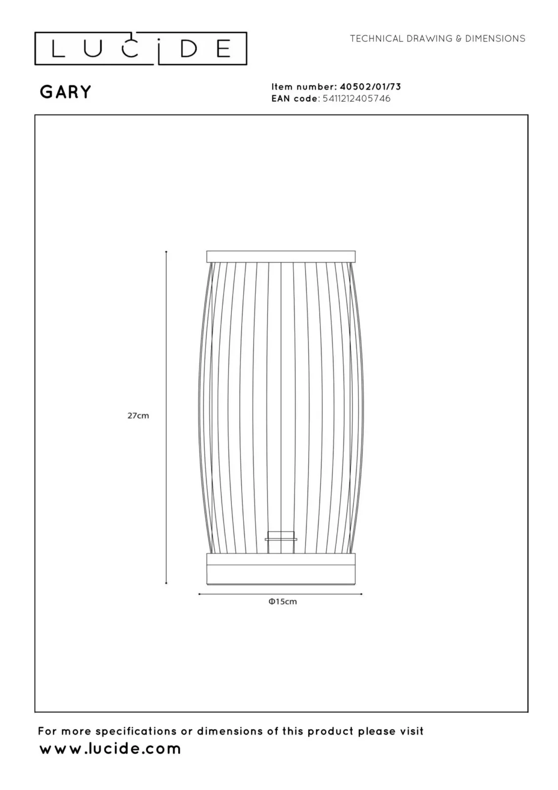 Lucide GARY - Stolnu00e1 lampa - u00d8 15 cm - 1xE27 - Natural - Essential