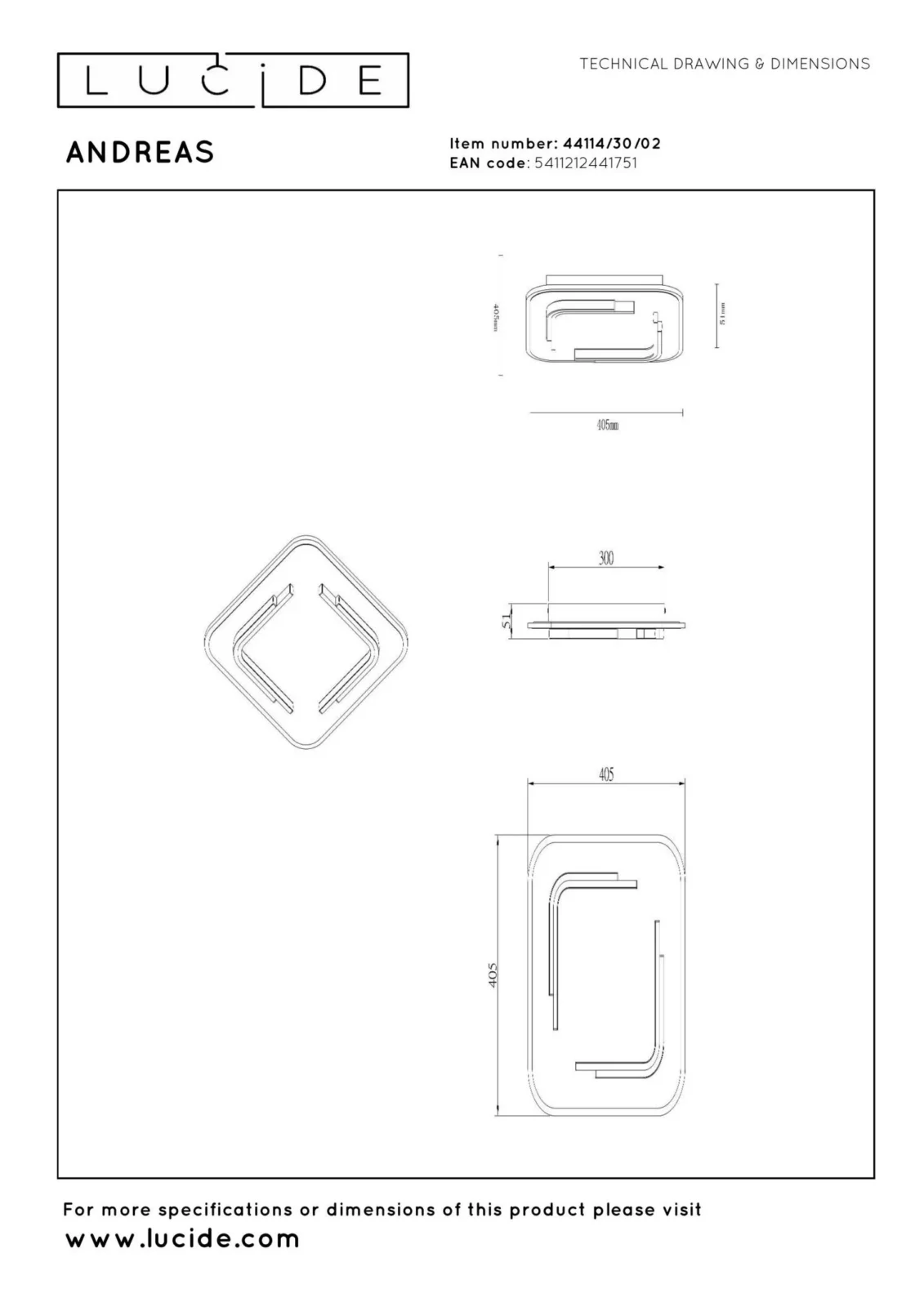 Lucide ANDREAS - Zapustenu00e9 stropnu00e9 svetlo - LED - 1x30W 2700K - matnu00e9 zlato / mosadz