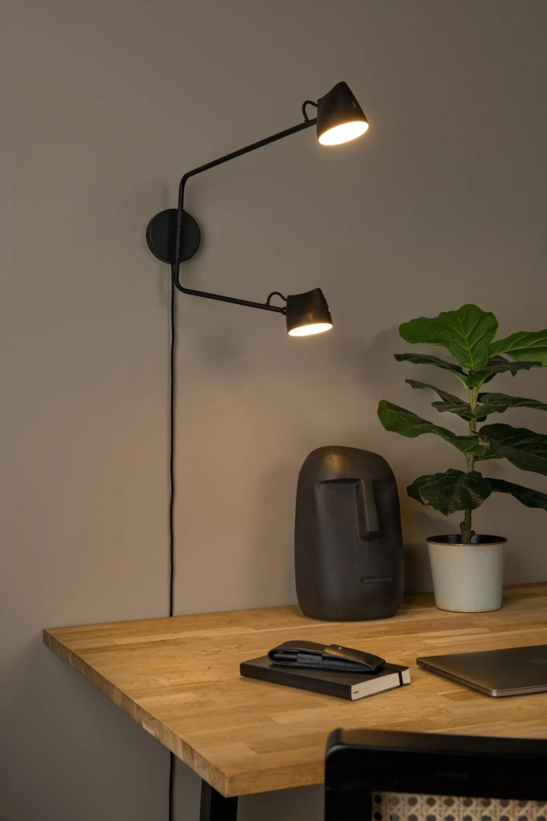Lucide MILNE - Nu00e1stennu00e9 svetlo - LED tlmenu00e9. - 2x8W 2700K - u010dierne
