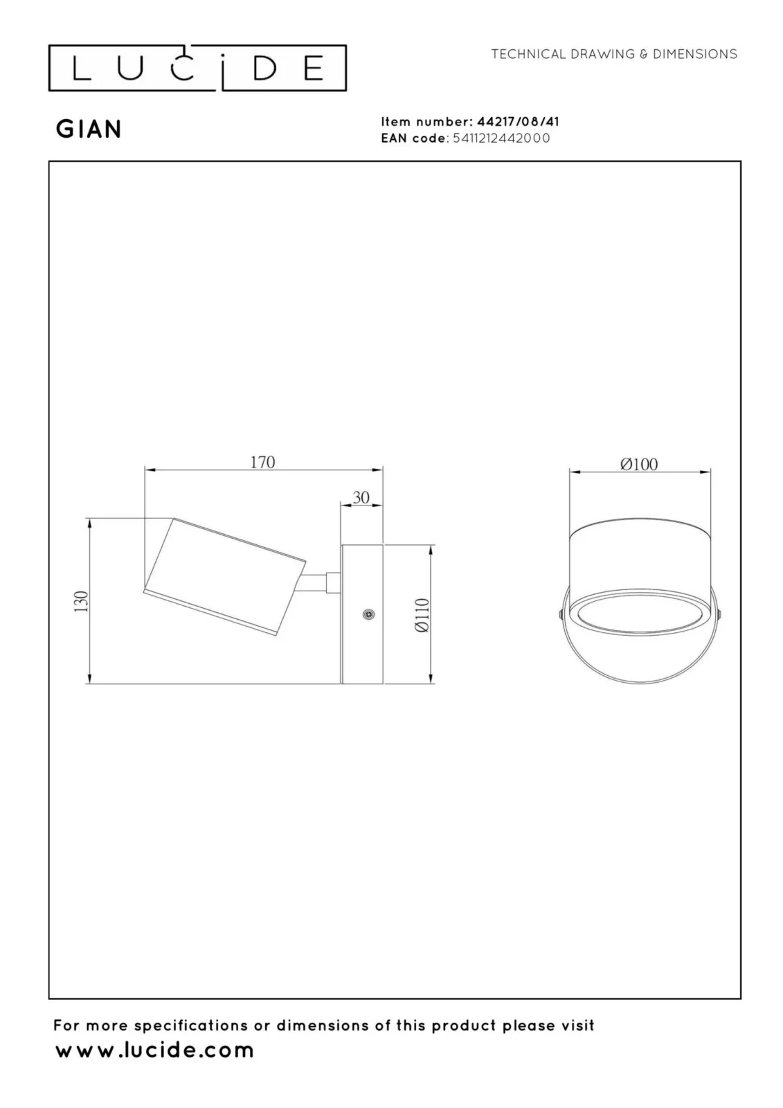 Lucide GIAN - Nu00e1stennu00e9 svetlo - LED tlmenu00e9. - 1x9W 2700K - Taupe