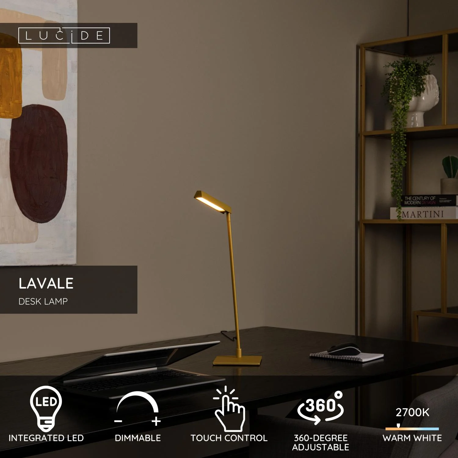Lucide LAVALE - Stolnu00e1 lampa - LED tlmenu00e1 - 1x3W 2700K - Ocher Yellow