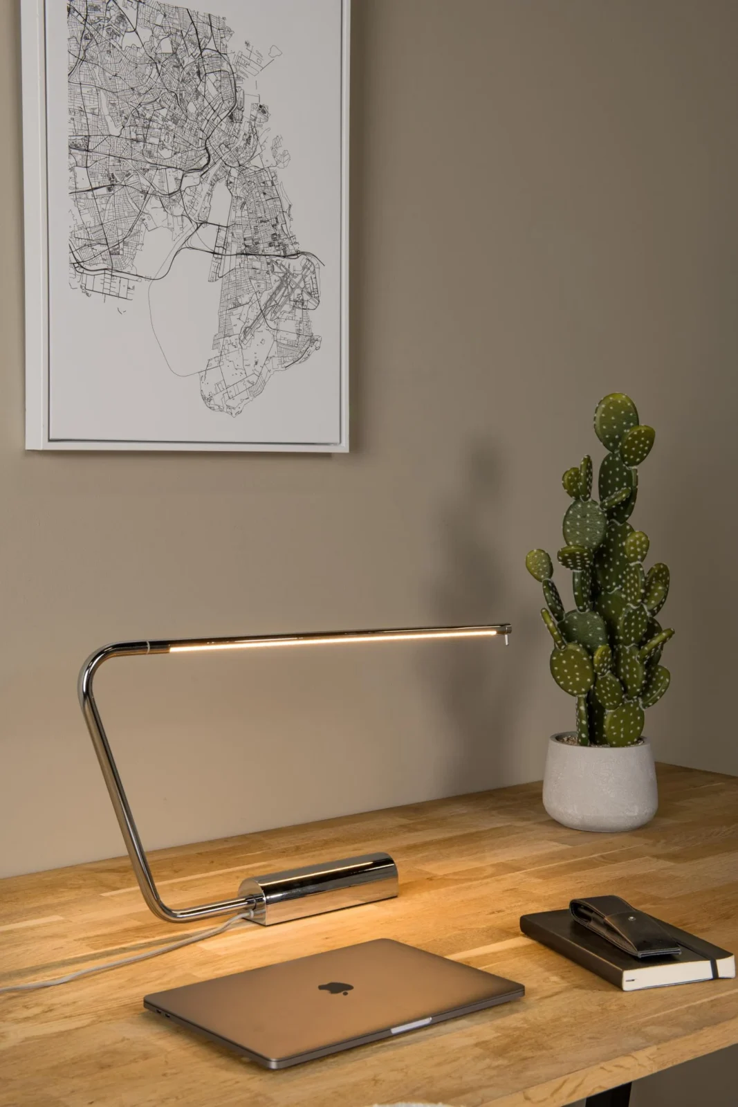 Lucide MADISON - Stolnu00e1 lampa - LED tlmenu00e1. - 1x9W 2700K - chru00f3m