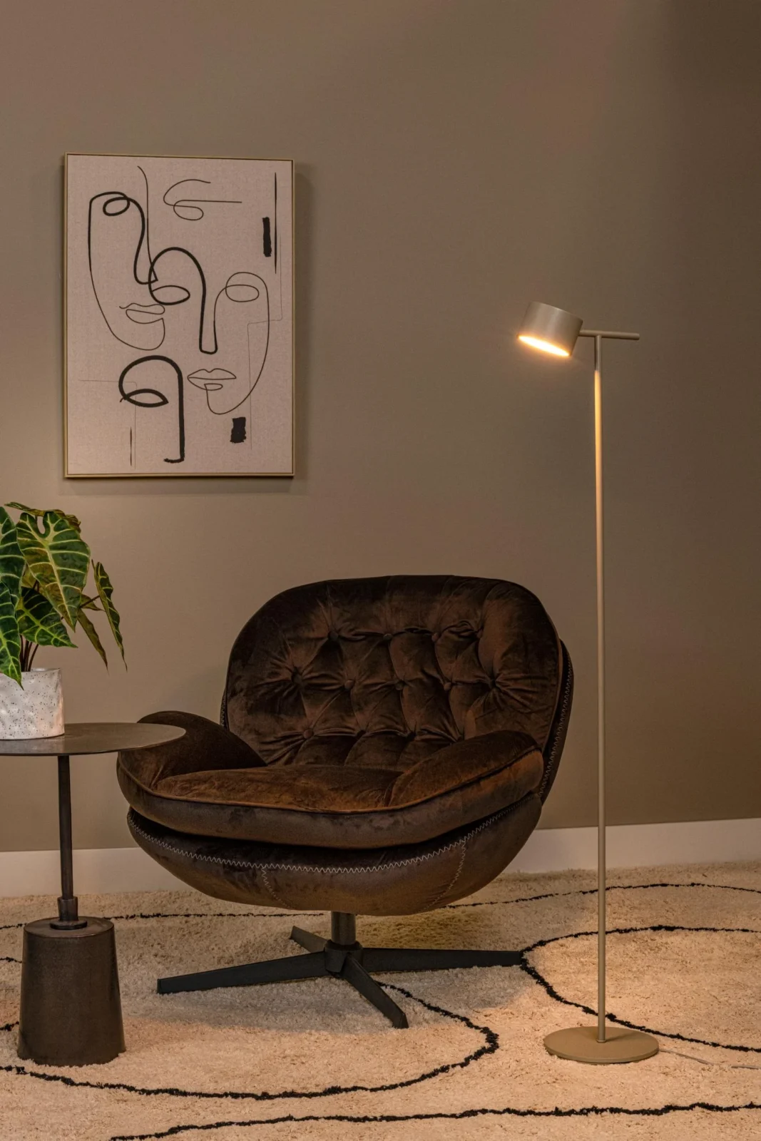 Lucide GIAN - Stojaca lampa - LED tlmenu00e1 - 1x9W 2700K - Taupe