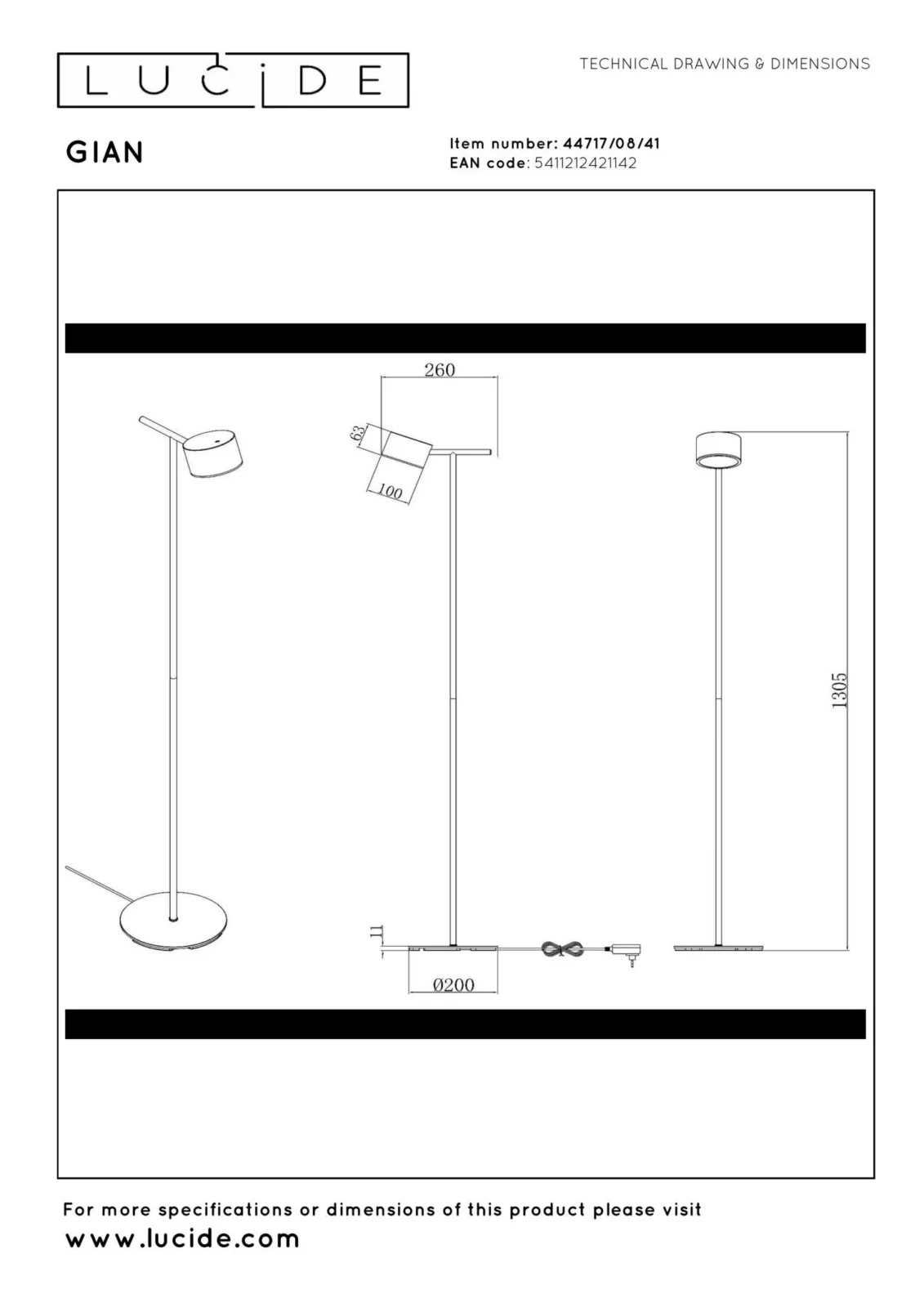 Lucide GIAN - Stojaca lampa - LED tlmenu00e1 - 1x9W 2700K - Taupe