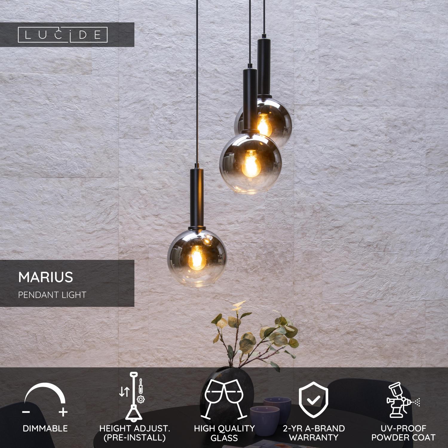 Lucide MARIUS - zu00e1vesnu00e9 svetlo - u00d8 48,5 cm - 3xE27 - u010dierne