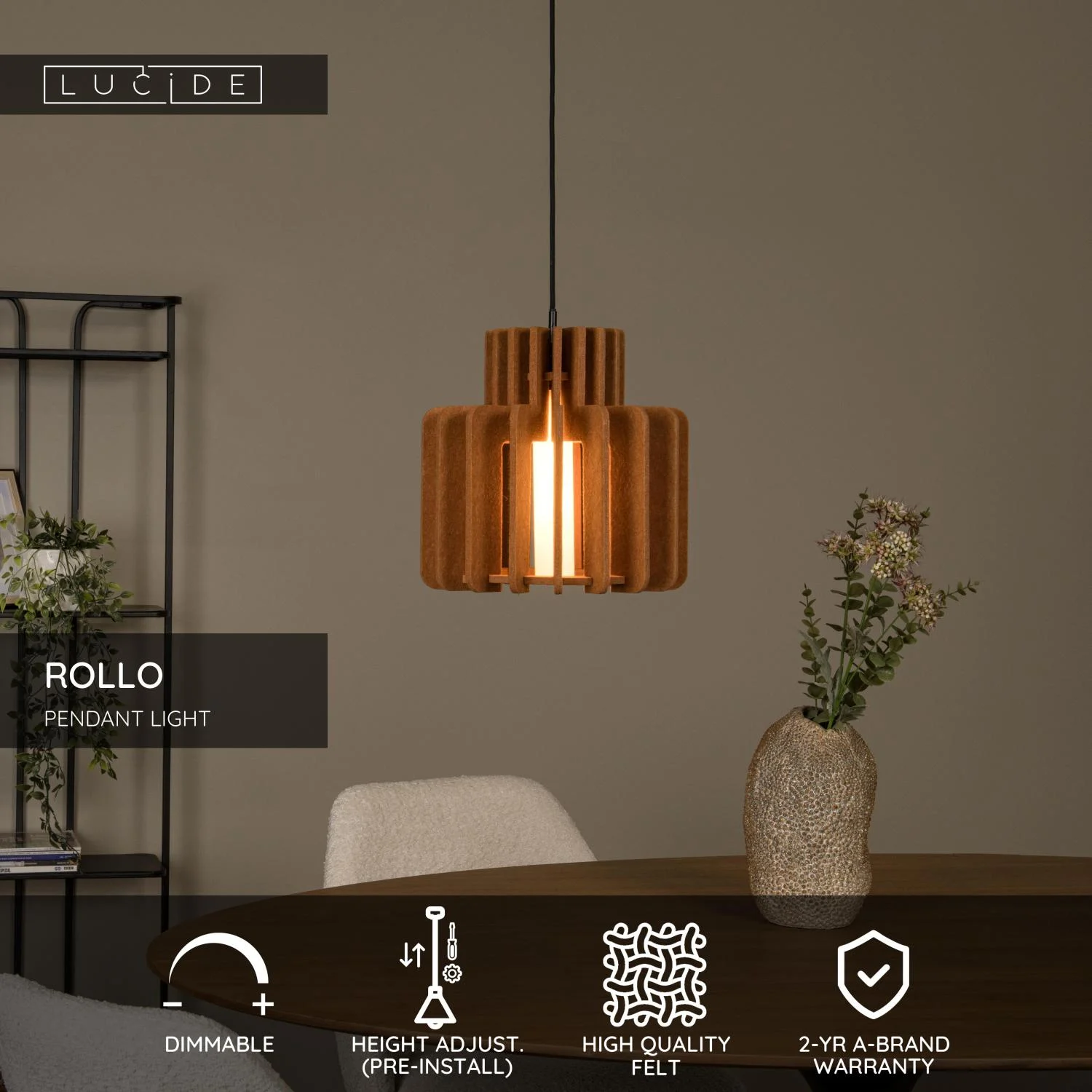 Lucide ROLLO - Zu00e1vesnu00e9 svetlo - 1xE27 - Terakota