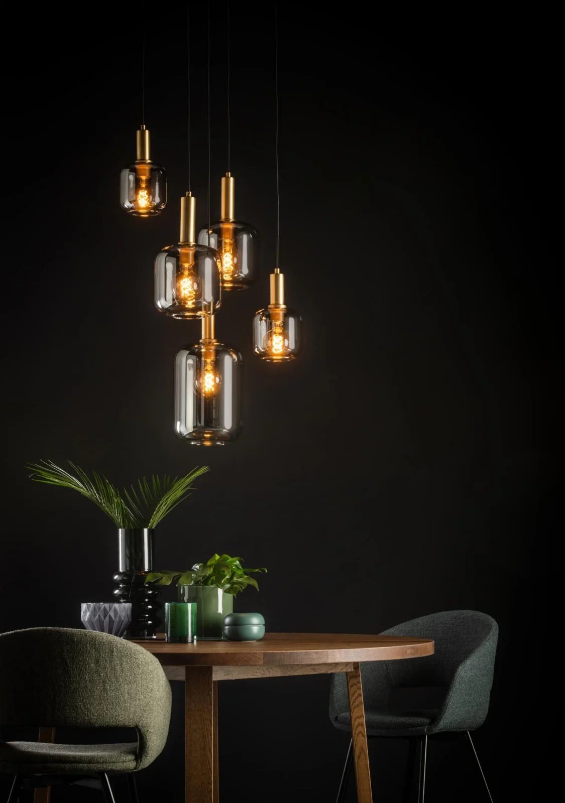 Lucide JOANET - Zu00e1vesnu00e9 svetlo - u00d8 66 cm - 5xE27 - Smoke Grey