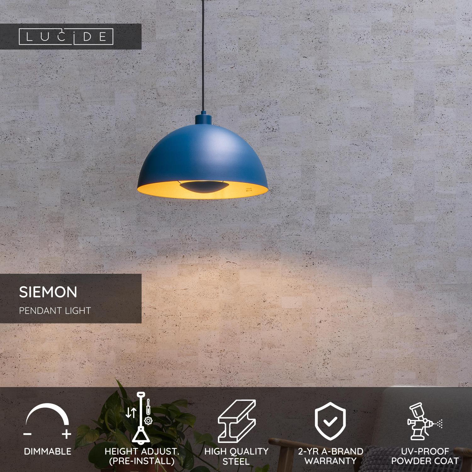 Lucide SIEMON - Zu00e1vesnu00e9 svetlo - u00d8 40 cm - 1xE27 - Modru00e1