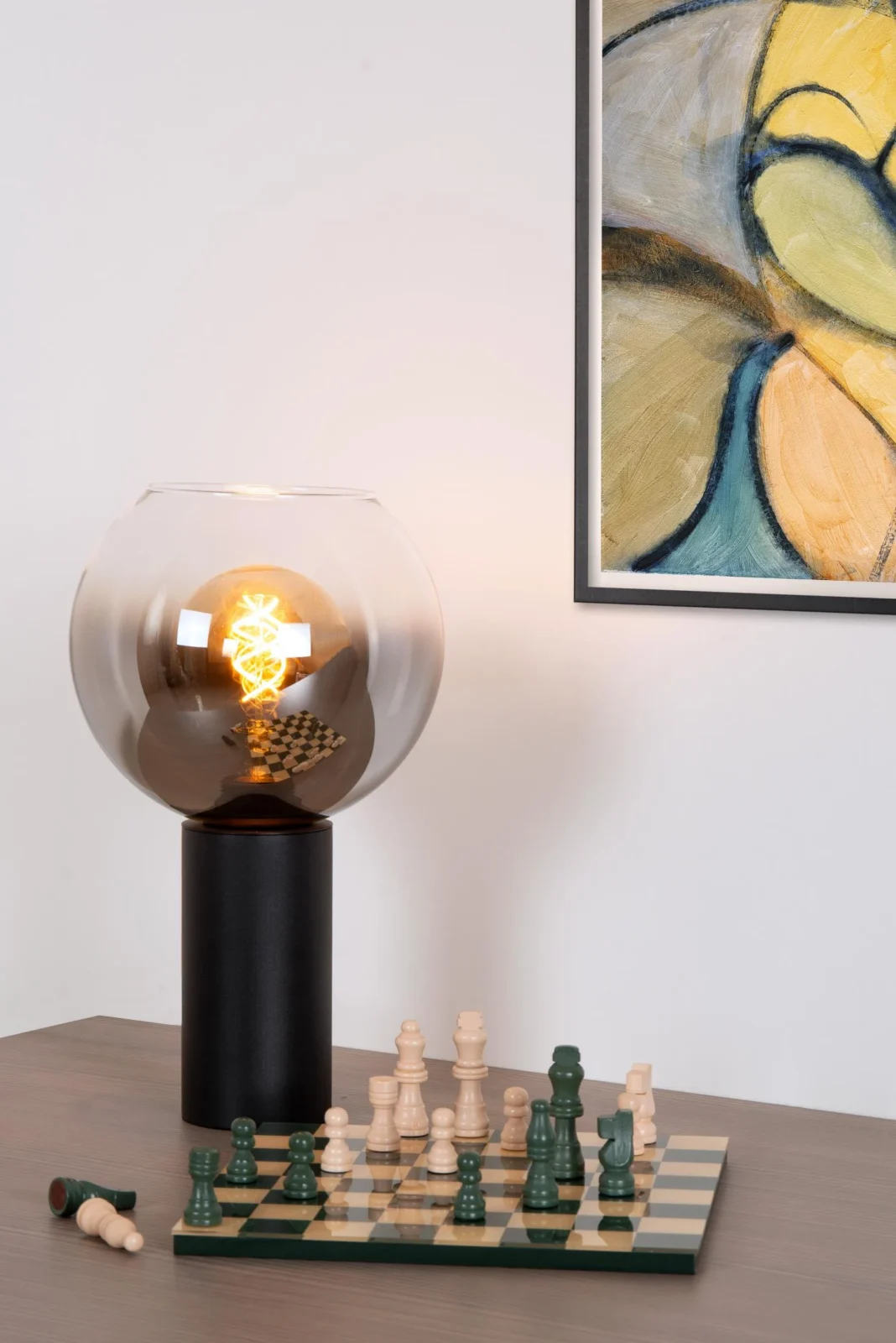 Lucide MARIUS - Stolnu00e1 lampa - u00d8 20 cm - 1xE27 - u010dierna