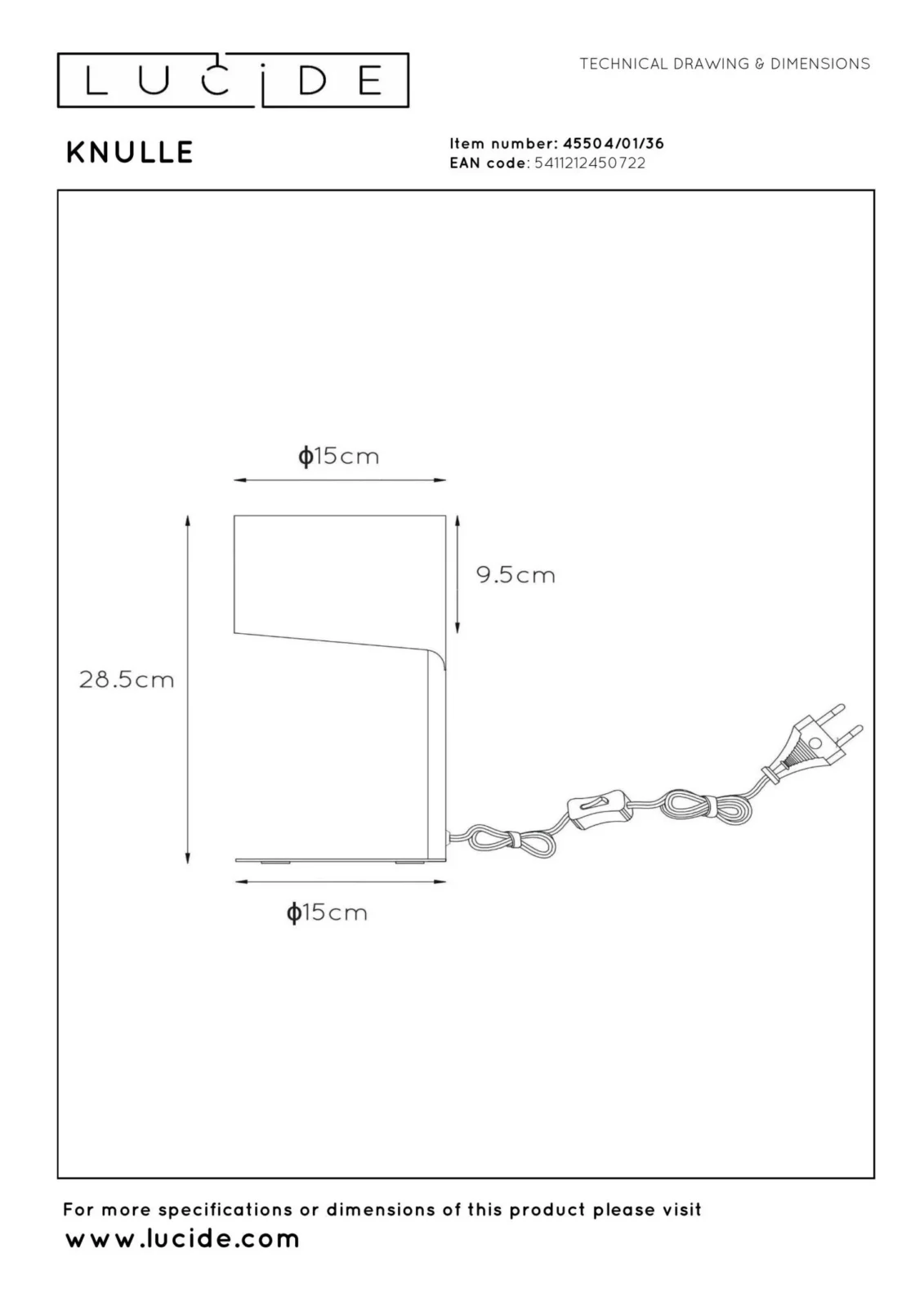 Lucide KNULLE - Stolnu00e1 lampa - u00d8 15 cm - 1xE14 - Sivu00e1