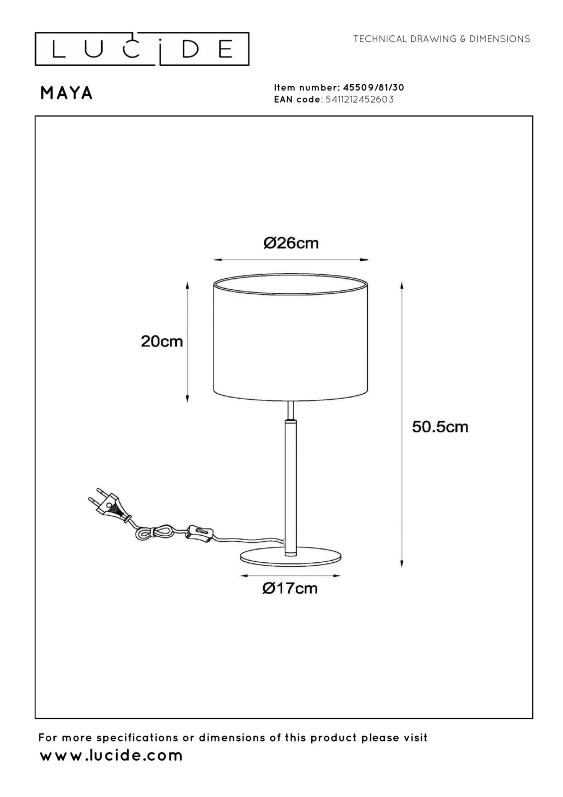 Lucide MAYA - Stolnu00e1 lampa - u00d8 26 cm - 1xE27 - u010cierna