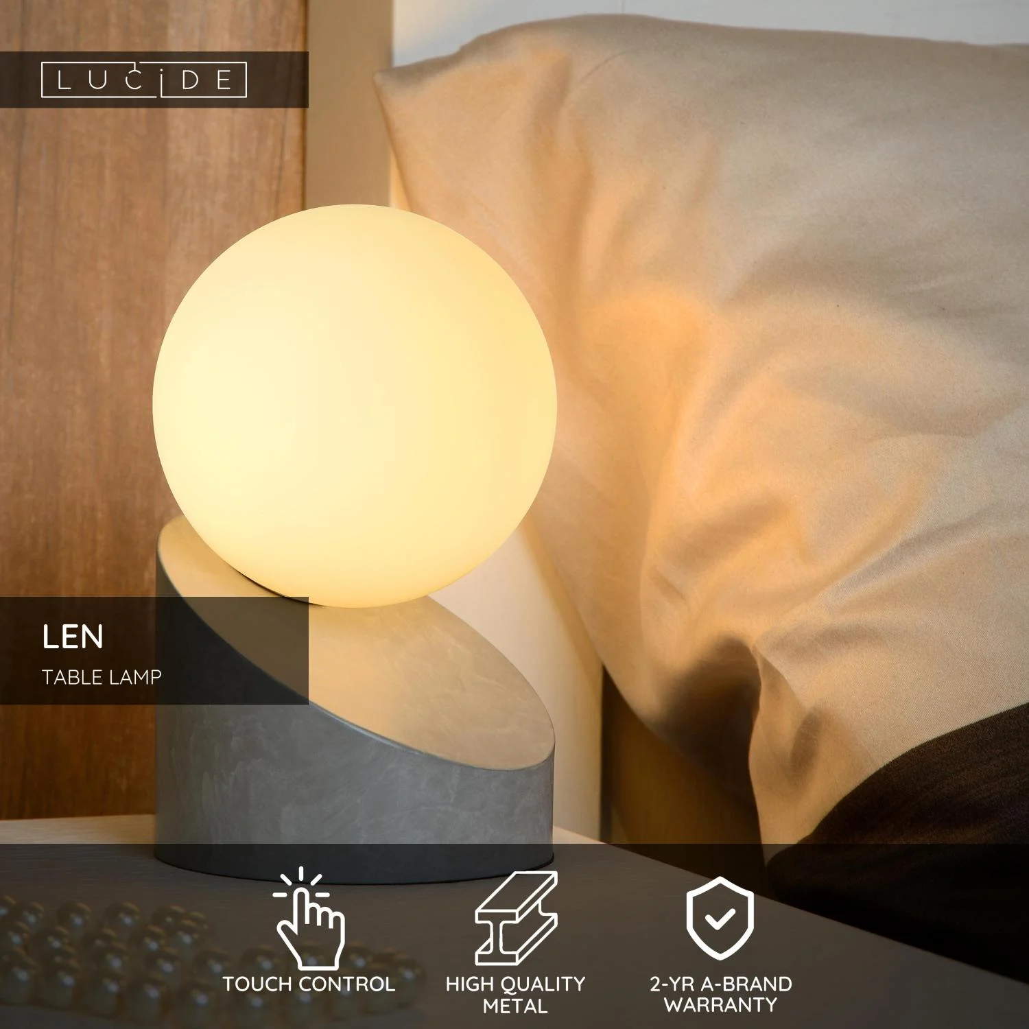 Lucide LEN - Stolnu00e1 lampa - u00d8 10 cm - 1xG9 - sivu00e1