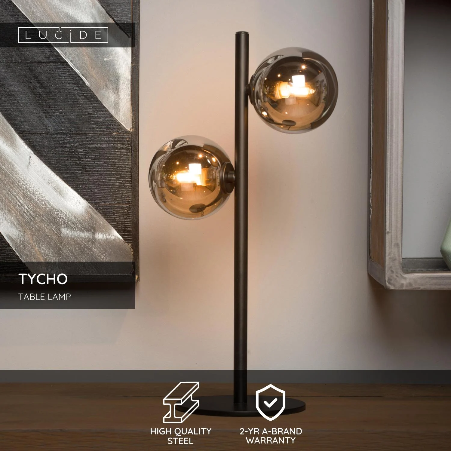 Lucide TYCHO - Stolnu00e1 lampa - 2xG9 - u010cierna