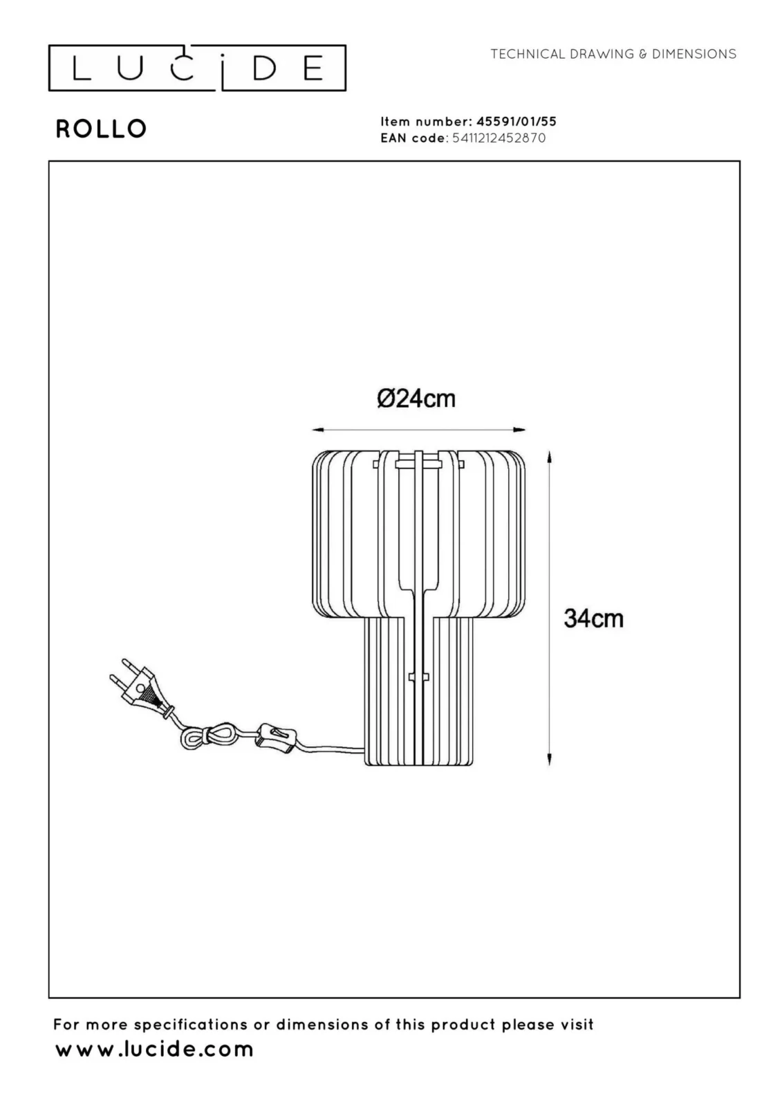 Lucide ROLLO - Stolnu00e1 lampa - 1xE27 - Terakota
