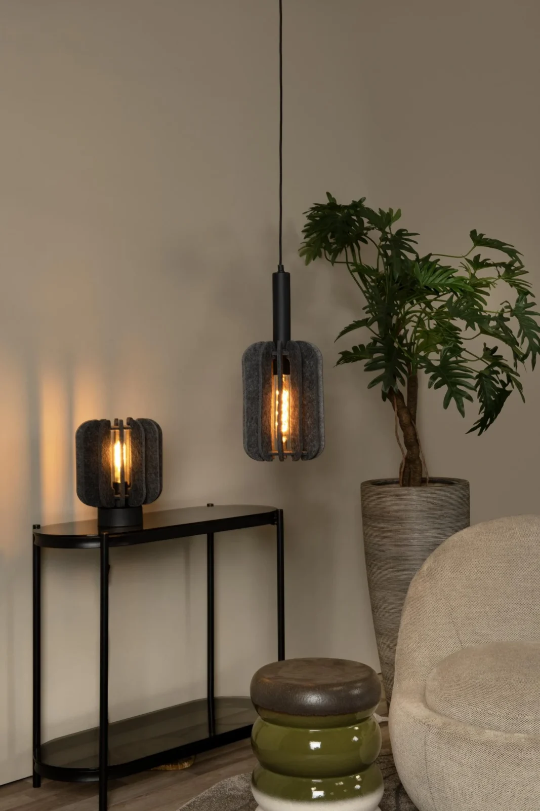Lucide RAFAL - Stolnu00e1 lampa - u00d8 23 cm - 1xE27 - Sivu00e1
