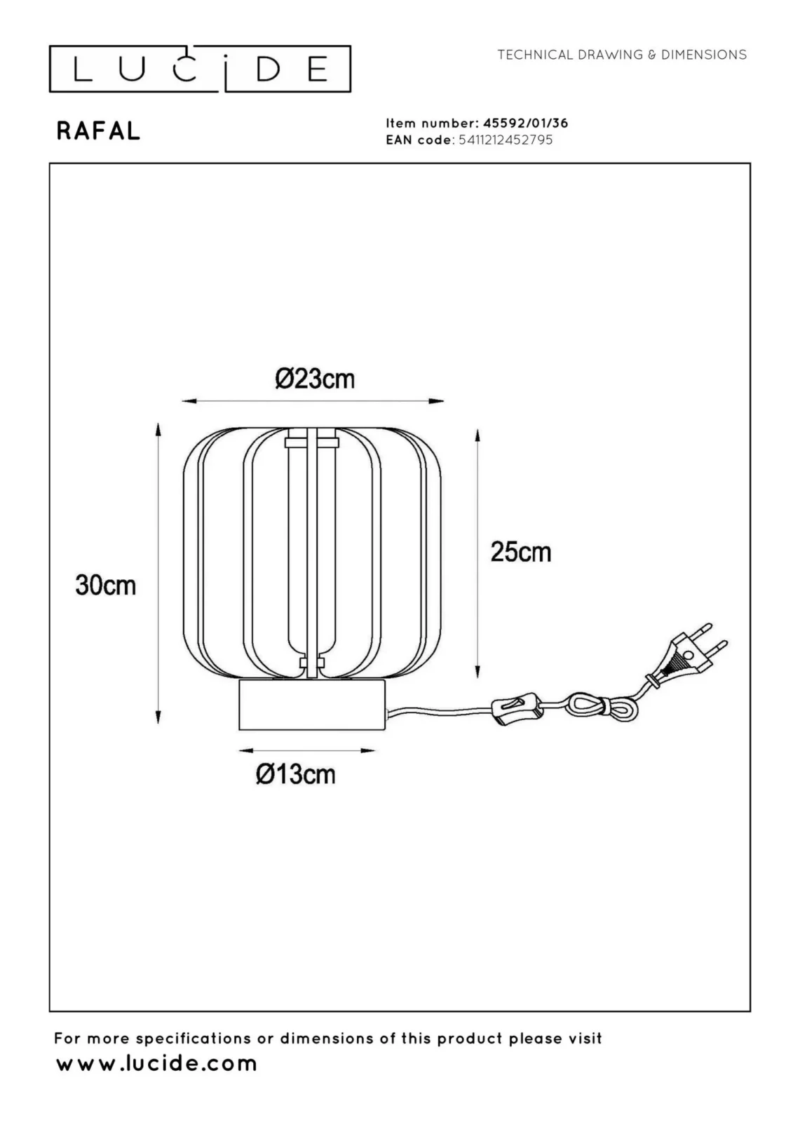 Lucide RAFAL - Stolnu00e1 lampa - u00d8 23 cm - 1xE27 - Sivu00e1